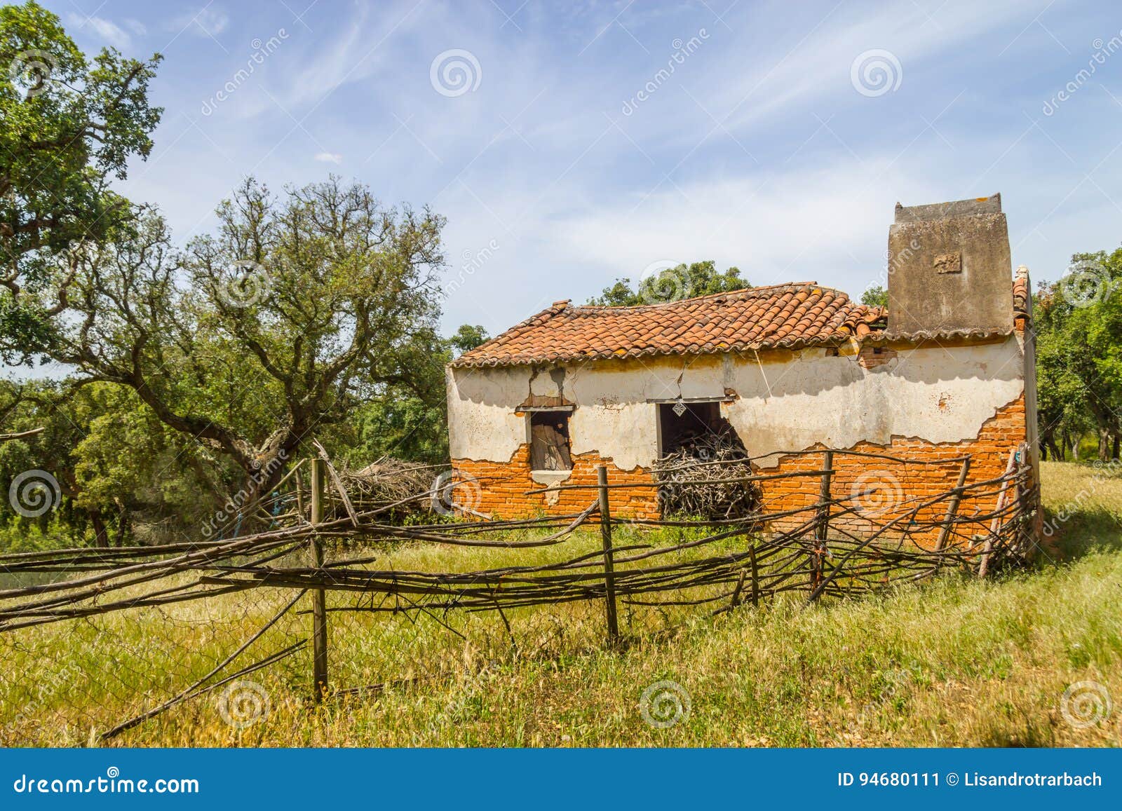 ruins of a farm house and cork tree in santiago do cacem