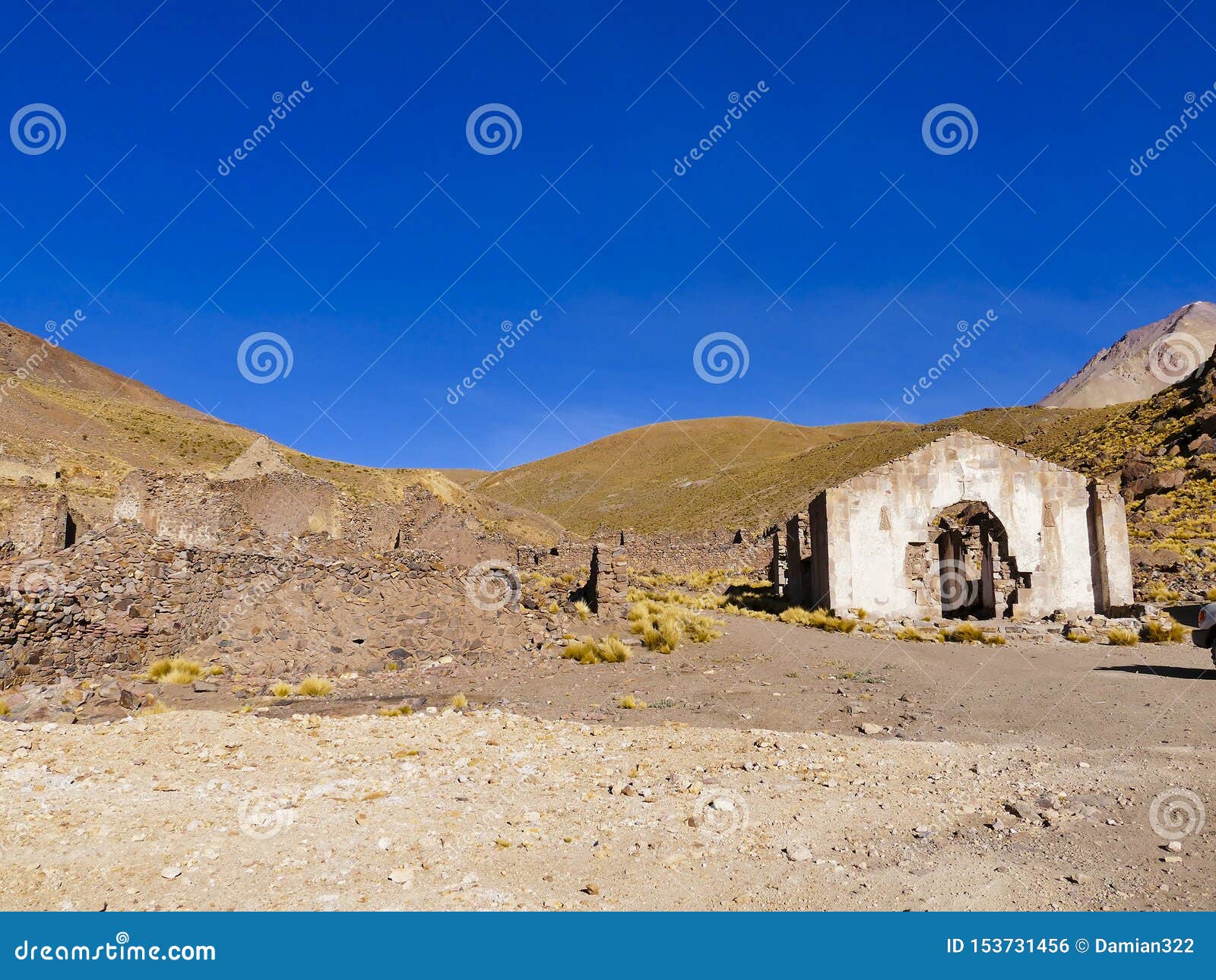 ruins of a former mining town pueblo fantasma, southwestern bolivia