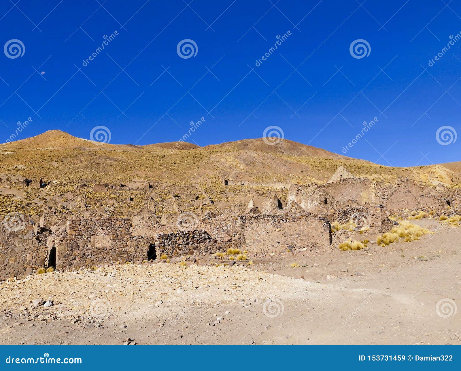 ruins of a former mining town pueblo fantasma, southwestern bolivia