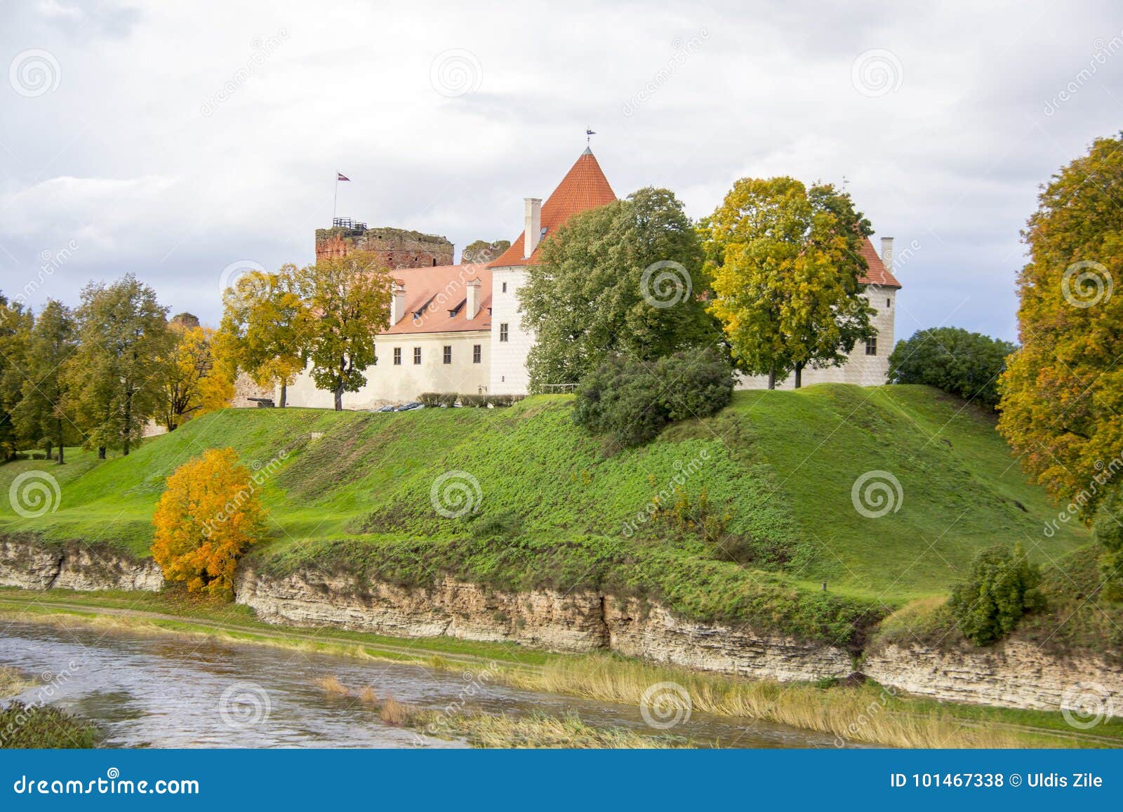 livonia order castle was built in the middle of the 15th century. bauska latvia in autumn
