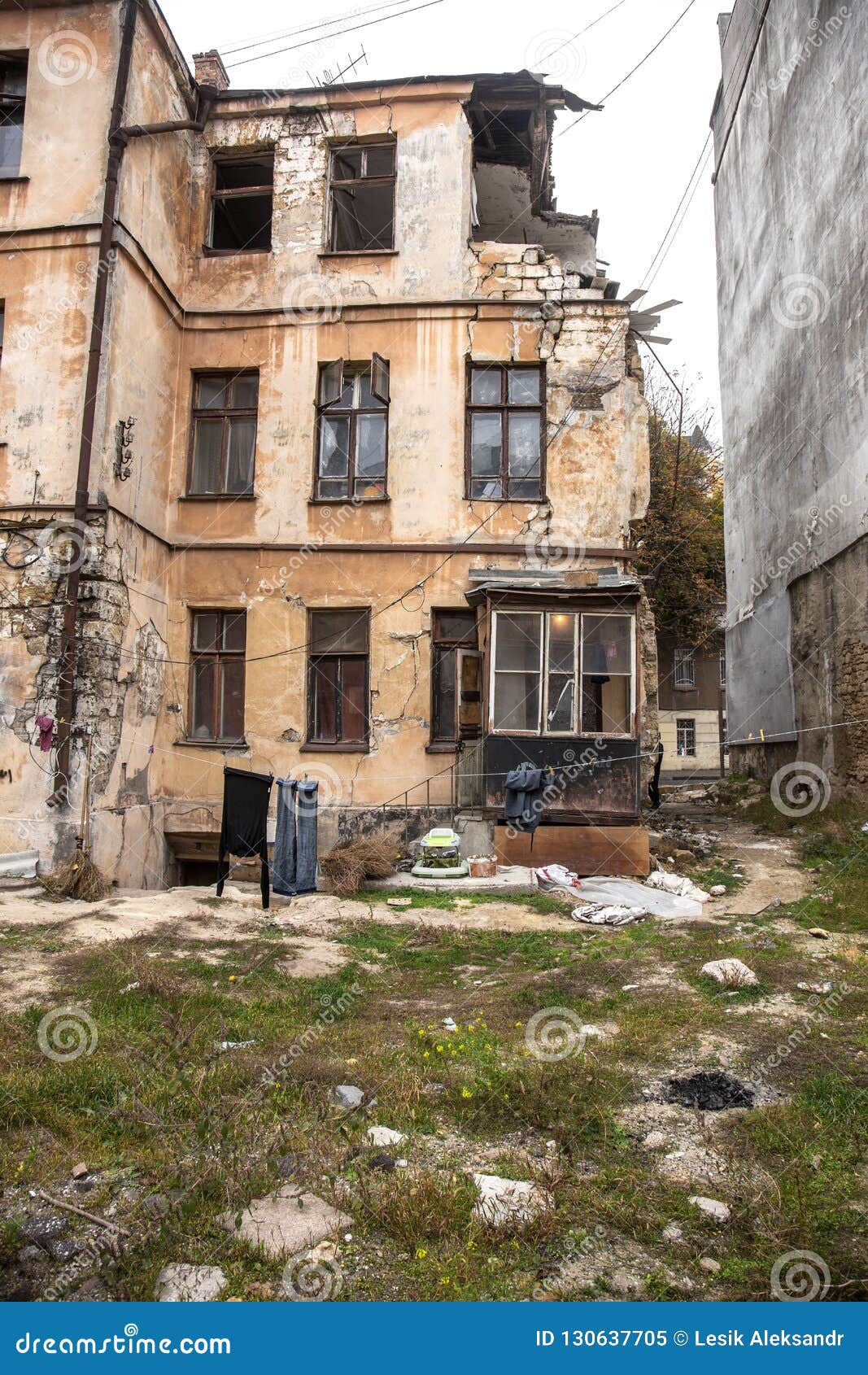 Ruins of an Old Abandoned City. Ruined House in Which Poor Peopl Stock ...