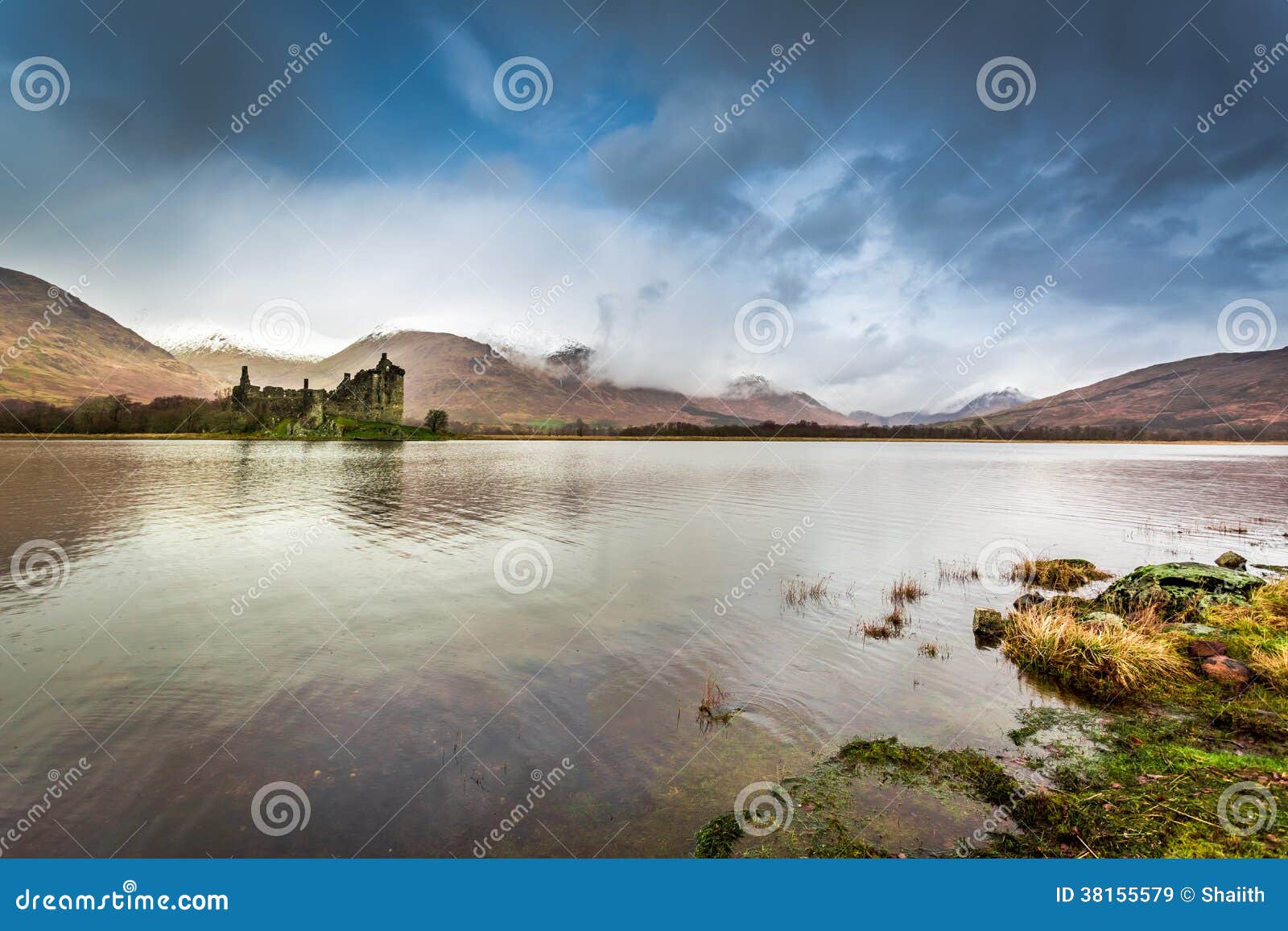 Ruins of Old Castle Over the Lake Stock Image - Image of cloud, hill ...