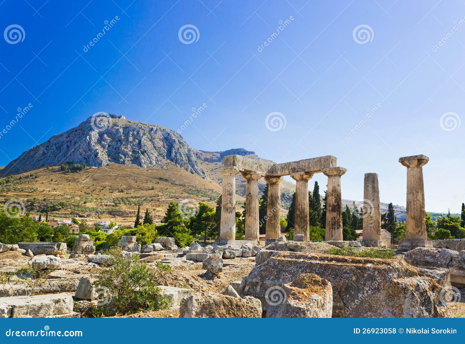 ruins of temple in corinth, greece