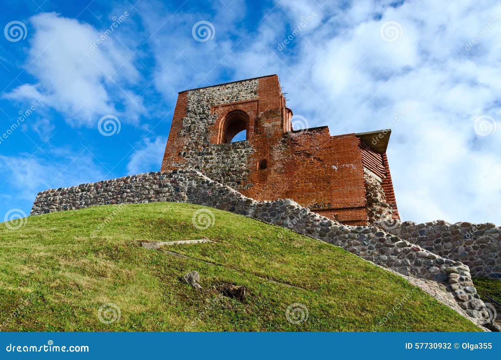 ruins of upper castle vilna against bright blue sky