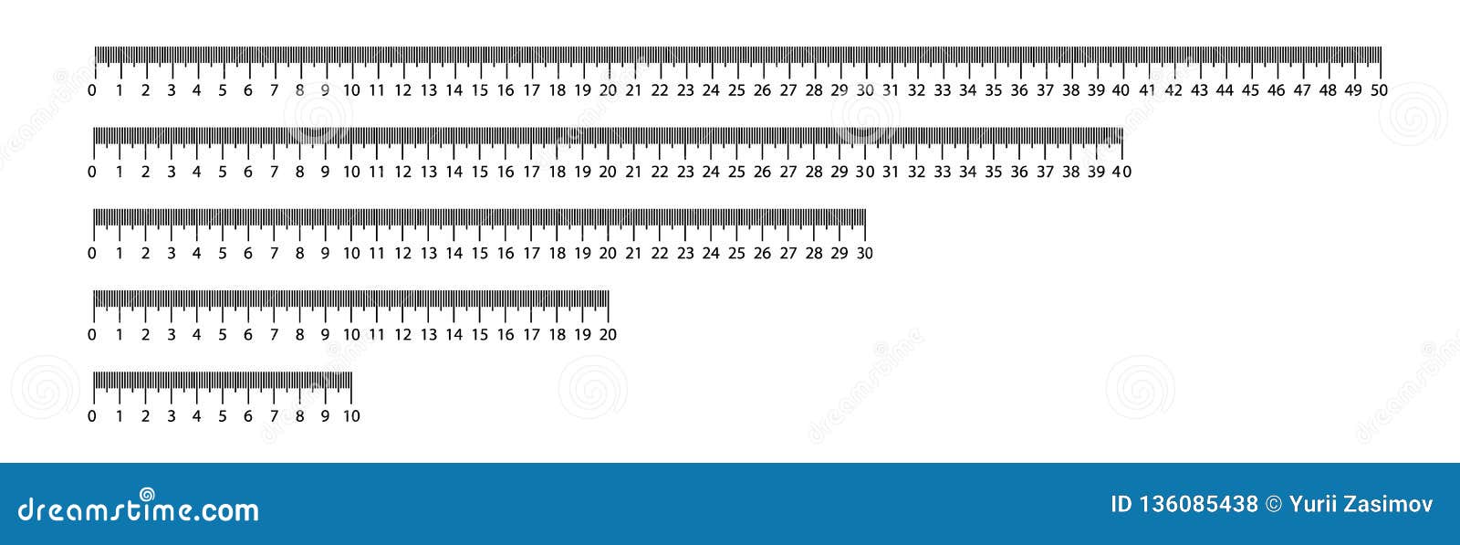 tafereel tyfoon Verdampen Ruler 10, 20, 30, 40, 50 Cm. Measuring Tool. Ruler Graduation. Ruler Grid Cm.  Size Indicator Units. Metric Centimeter Stock Vector - Illustration of  chart, perfect: 136085438