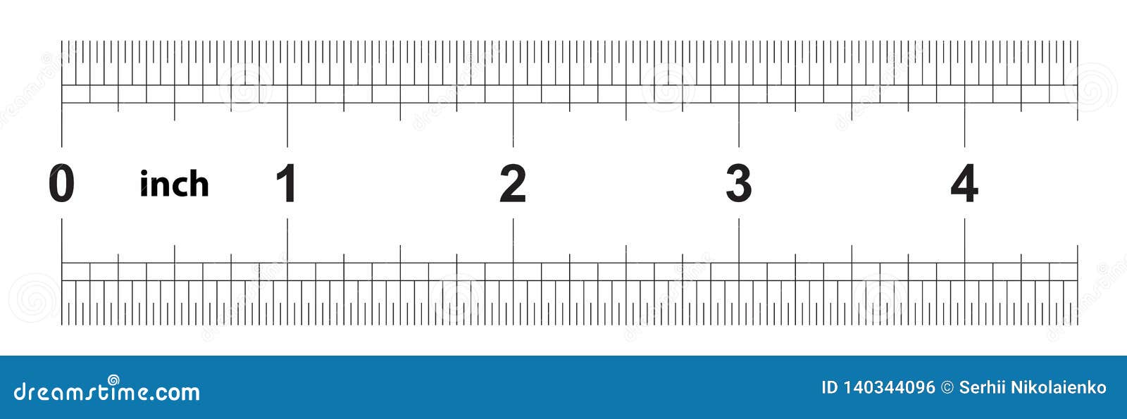 ruler 4 inches imperial. the division price is 1/32 inch. ruler double sided. precise measuring tool. calibration grid