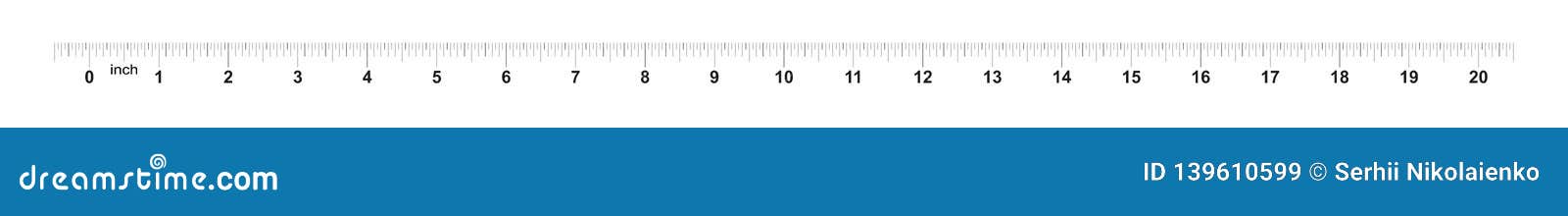 ruler 20 inches metric inch size indicator decimal