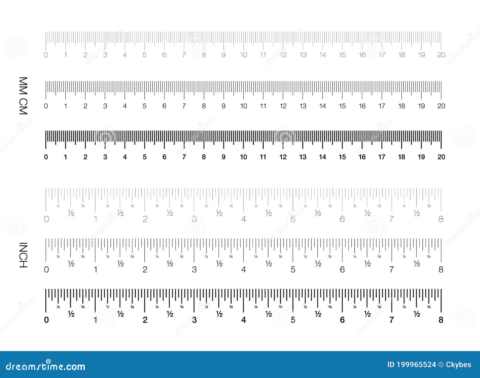 Ruler measuring scale markup for rulers inch Vector Image