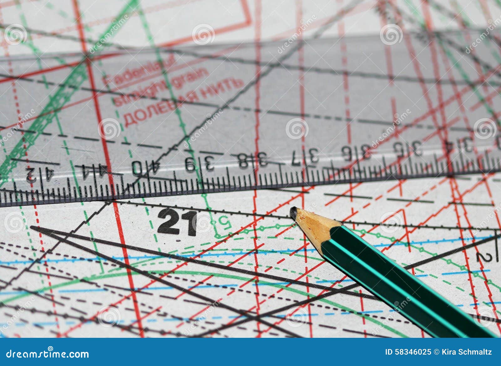 The Ruler and Pencil Laying on Sewing Drawings Stock Image Image of drawing, blue 58346025