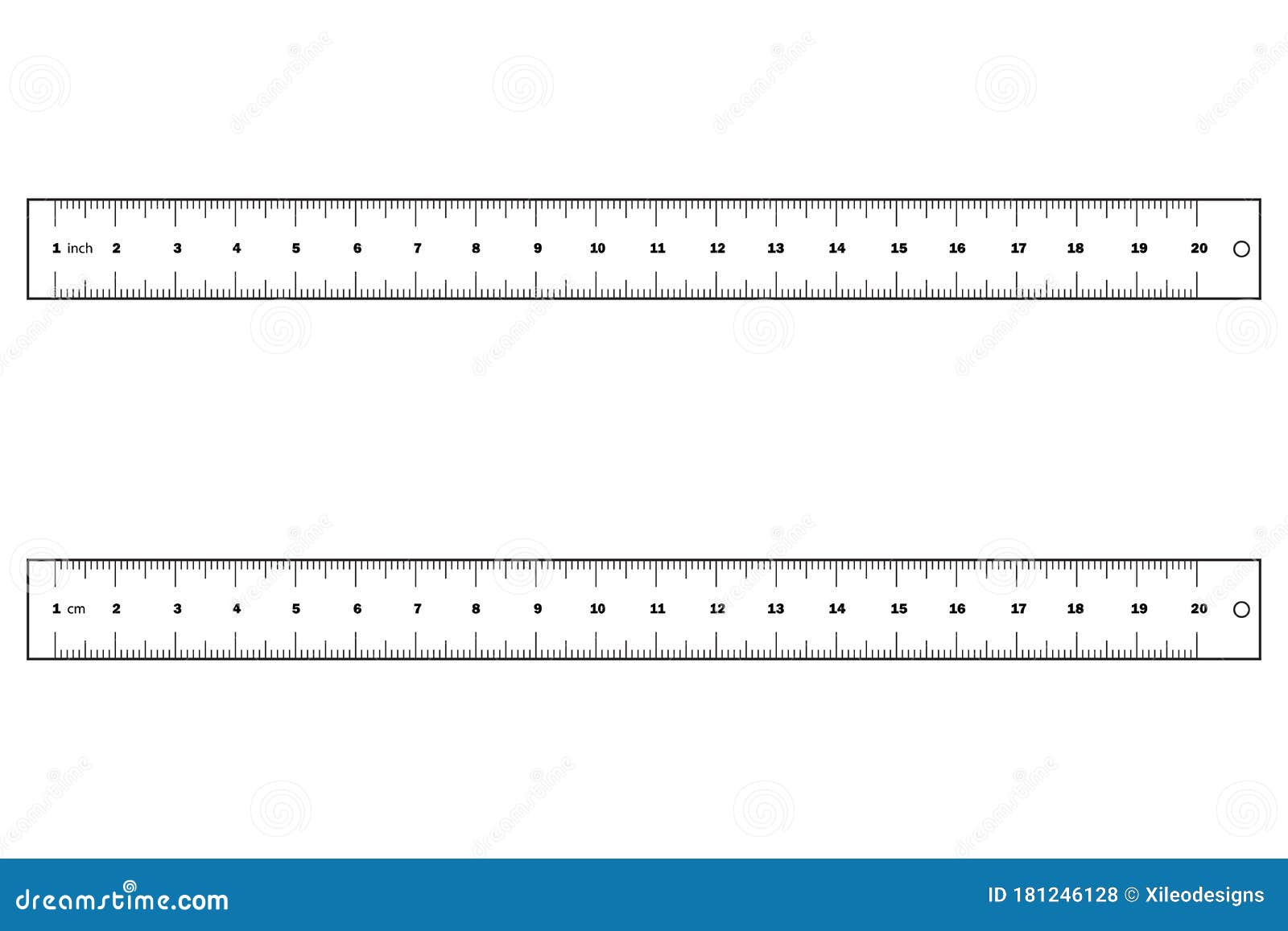 Ruler. a Set of Two Rulers Outline in Cm and Inches Isolated on a White