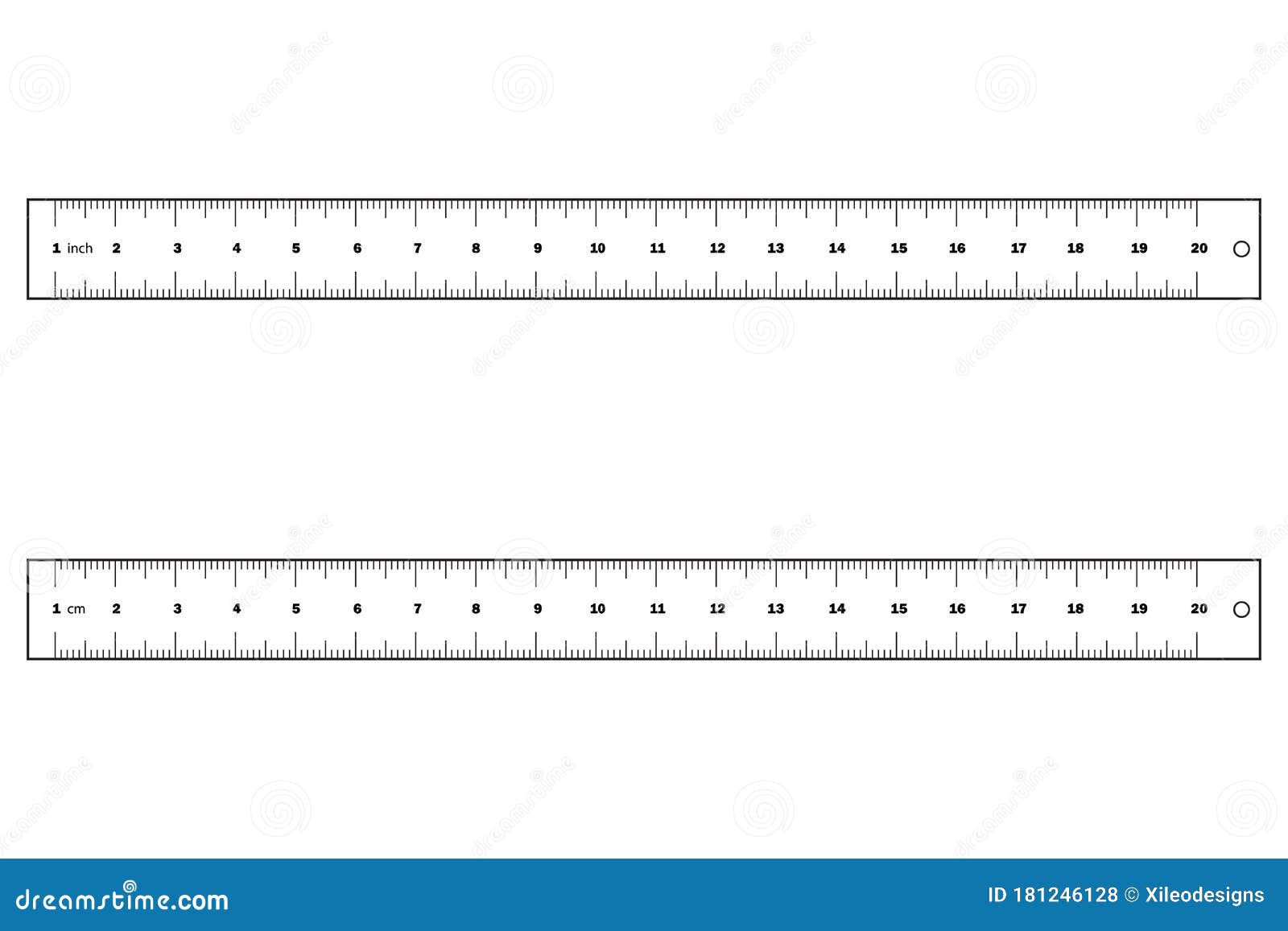 Ruler. a Set of Two Rulers Outline in Cm and Inches Isolated on a White Background. EPS Vector Stock Vector - Illustration icon, design: 181246128