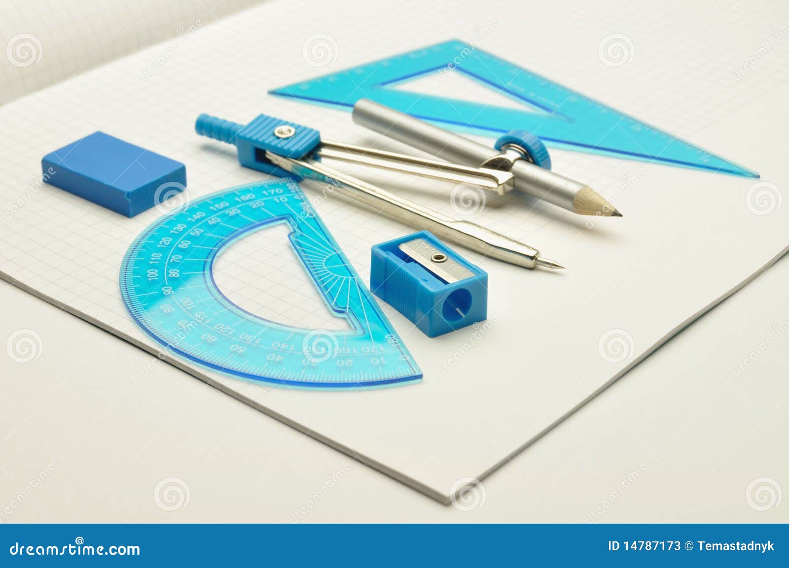 rulers, compasses, eraser with sharpener for noteb
