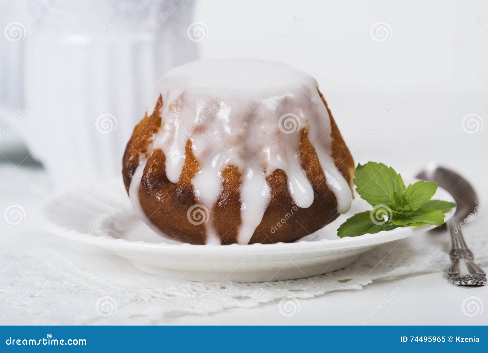 Rum baba cake on plate stock image. Image of background 74495965