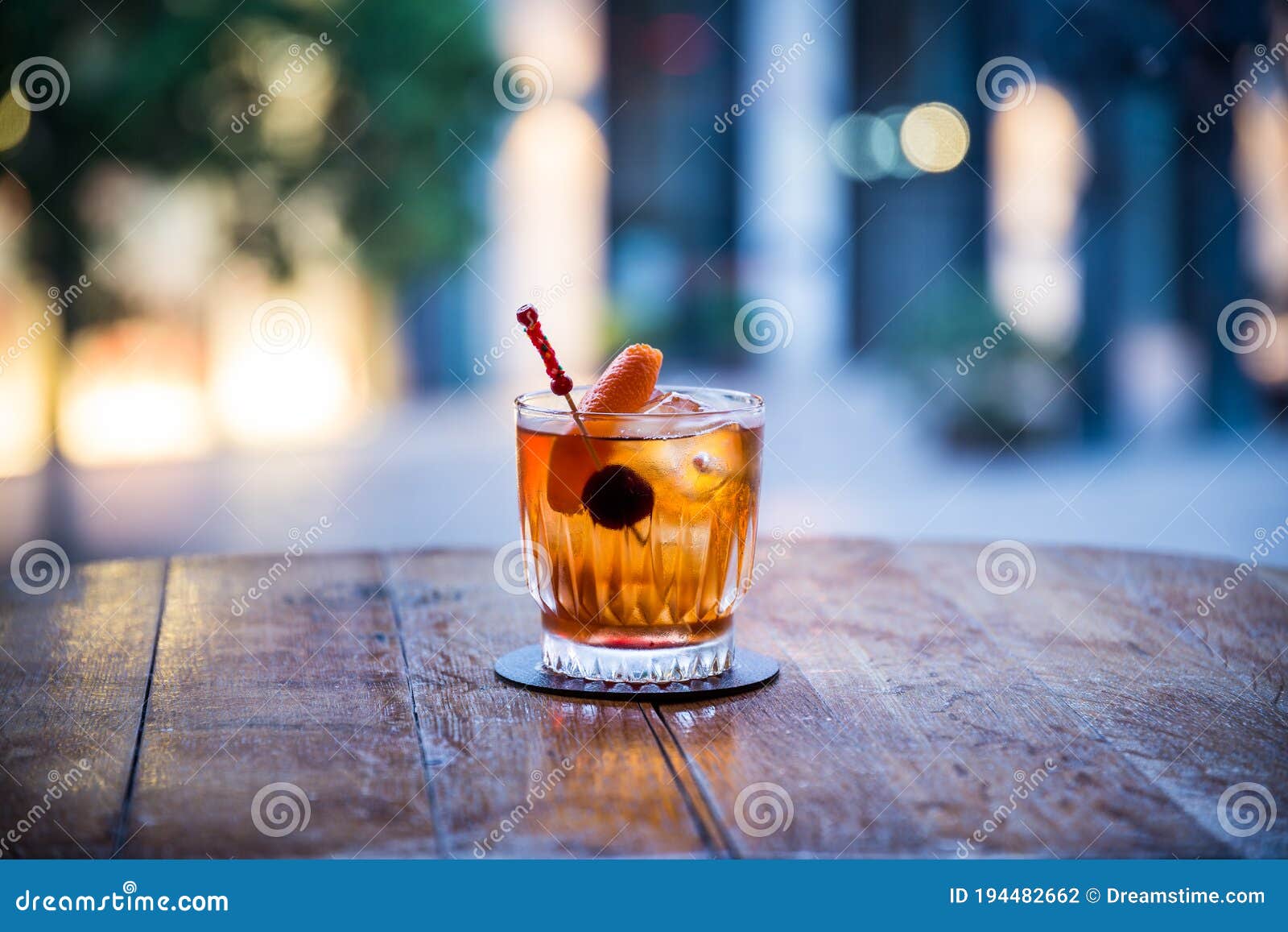 rum old fashioned on a table