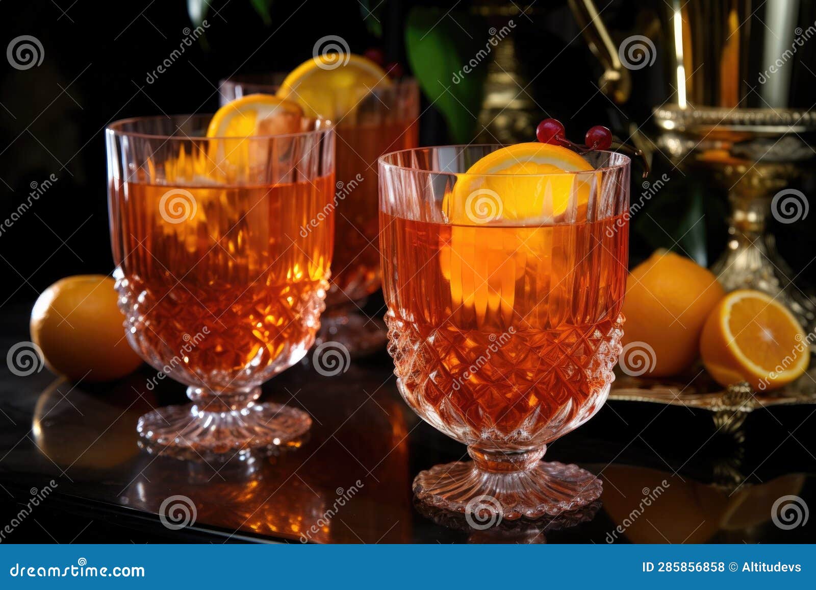 Rum Punch Served in Elegant Glassware Stock Photo Image of lime