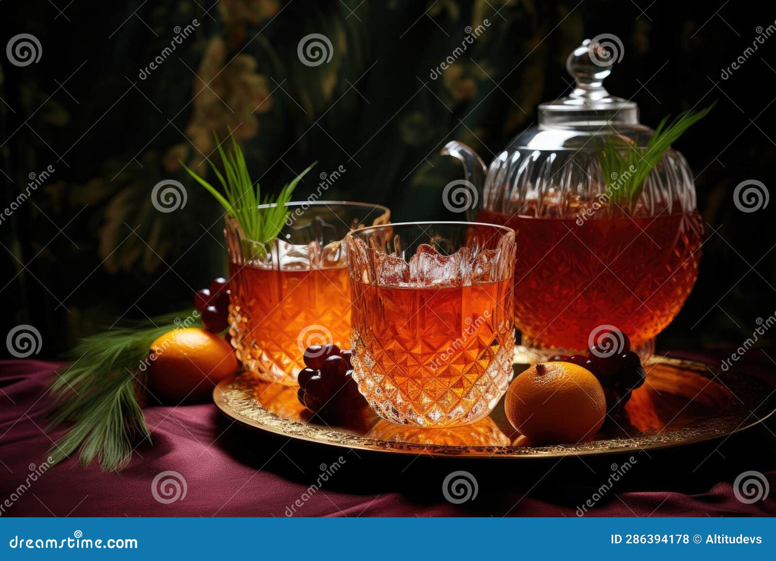 Rum Punch Served in Elegant Glassware Stock Photo Image of lime