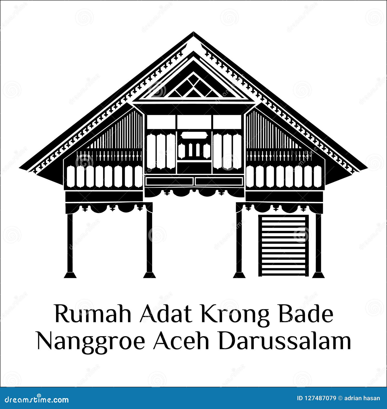 Rumah Adat Krong Bade Aceh Stock Illustration Illustration Of