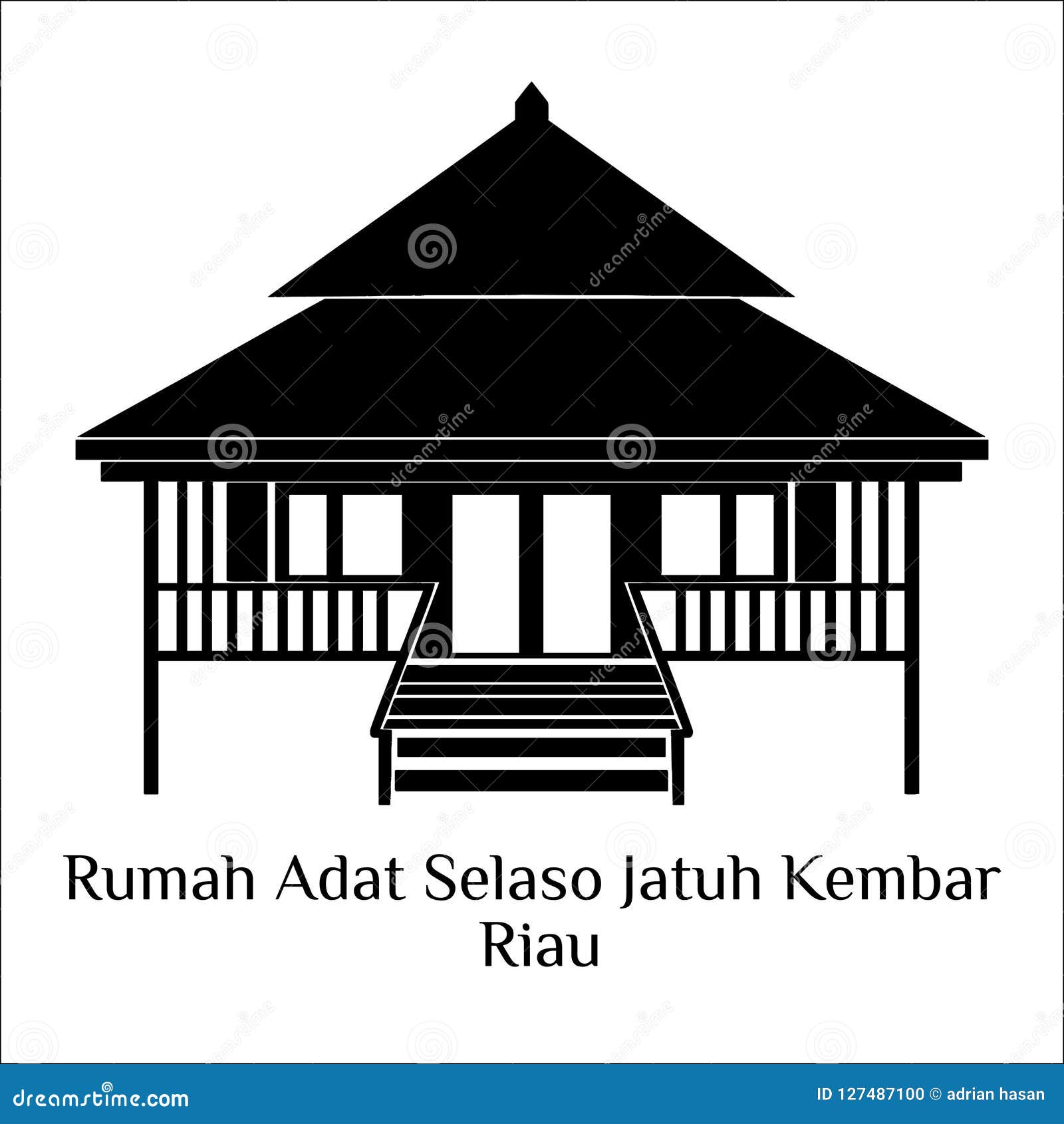 Rumah Adat Selaso Jatu Kembar Riau Stock Illustration