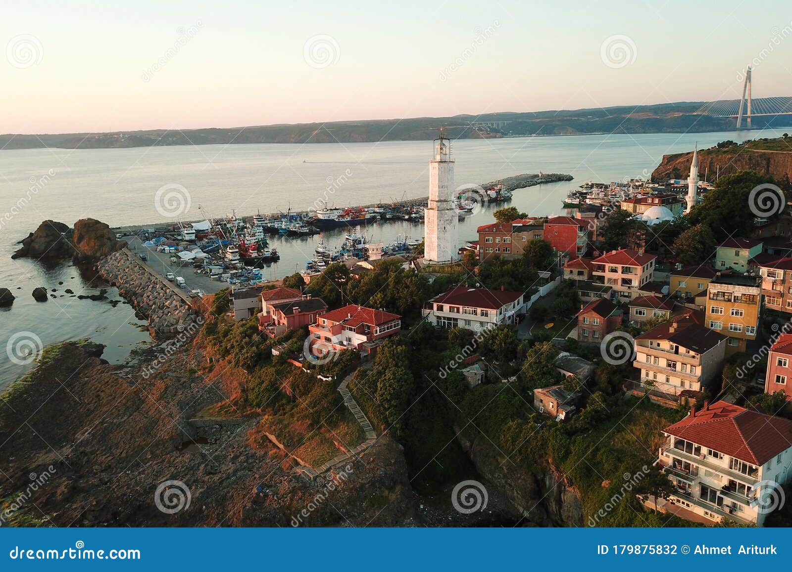 rumeli feneri, the rumelian lighthouse at garipce village. situated at the black sea entrance to the bosphorus, garipce is one of