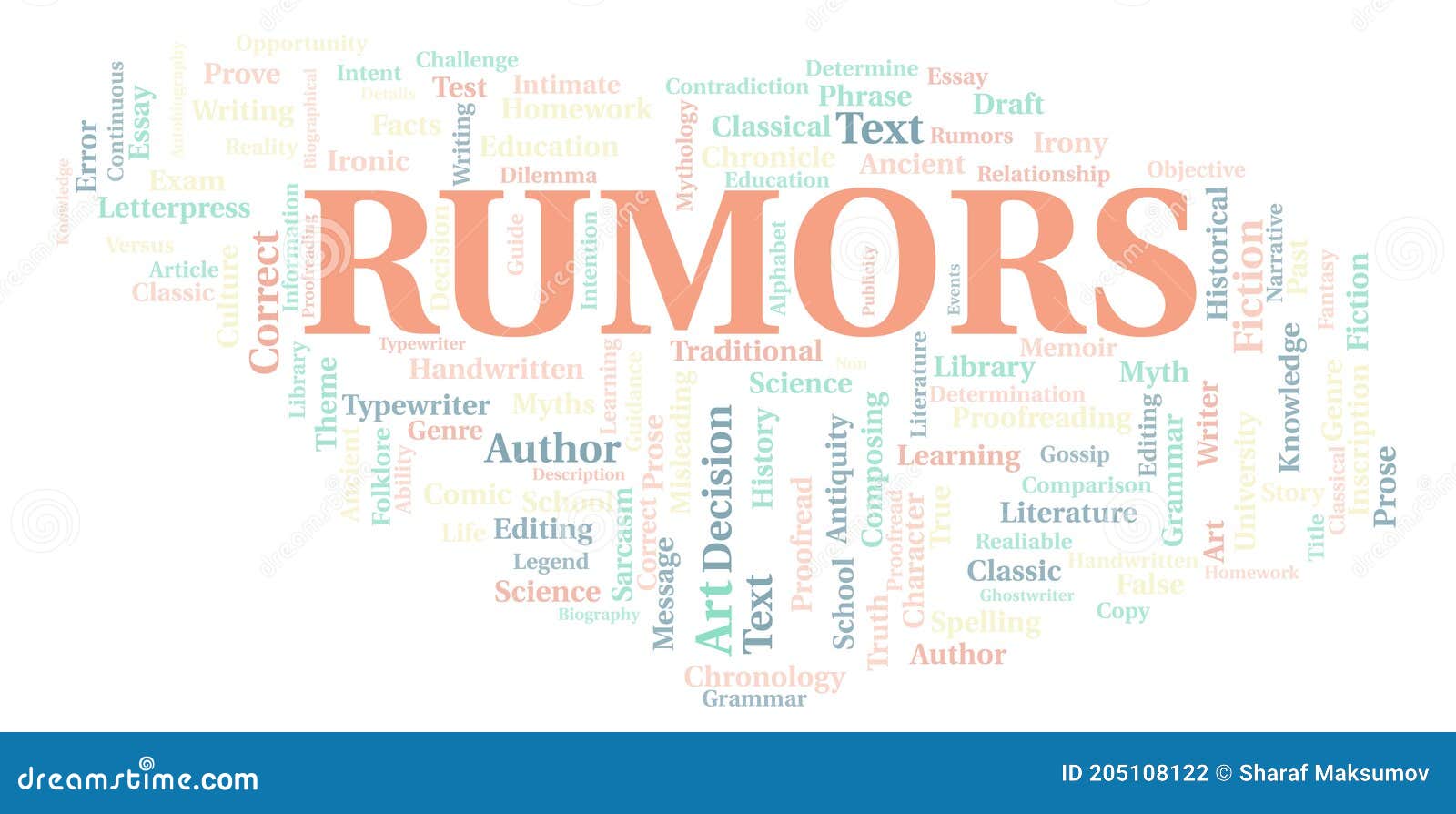 Rumors Typography Word Cloud Create With The Text Only Stock Photo