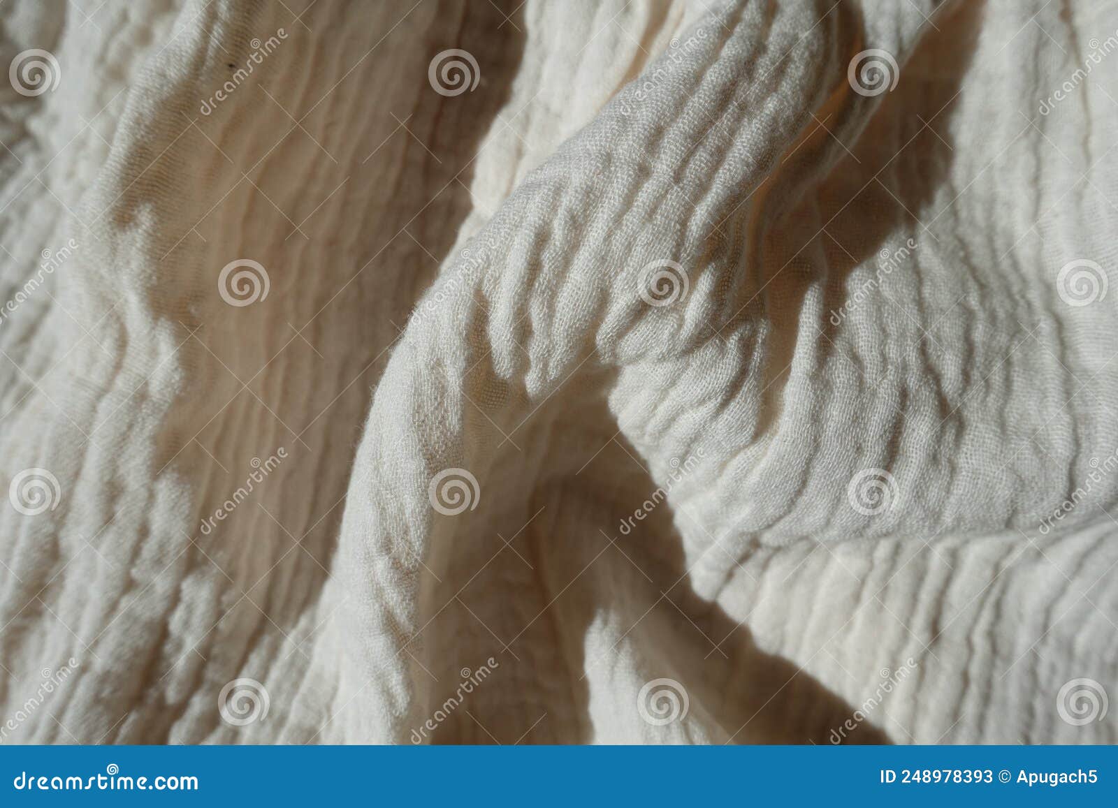 Rumpled Thin White Cotton Muslin Fabric Stock Image Image of cloth