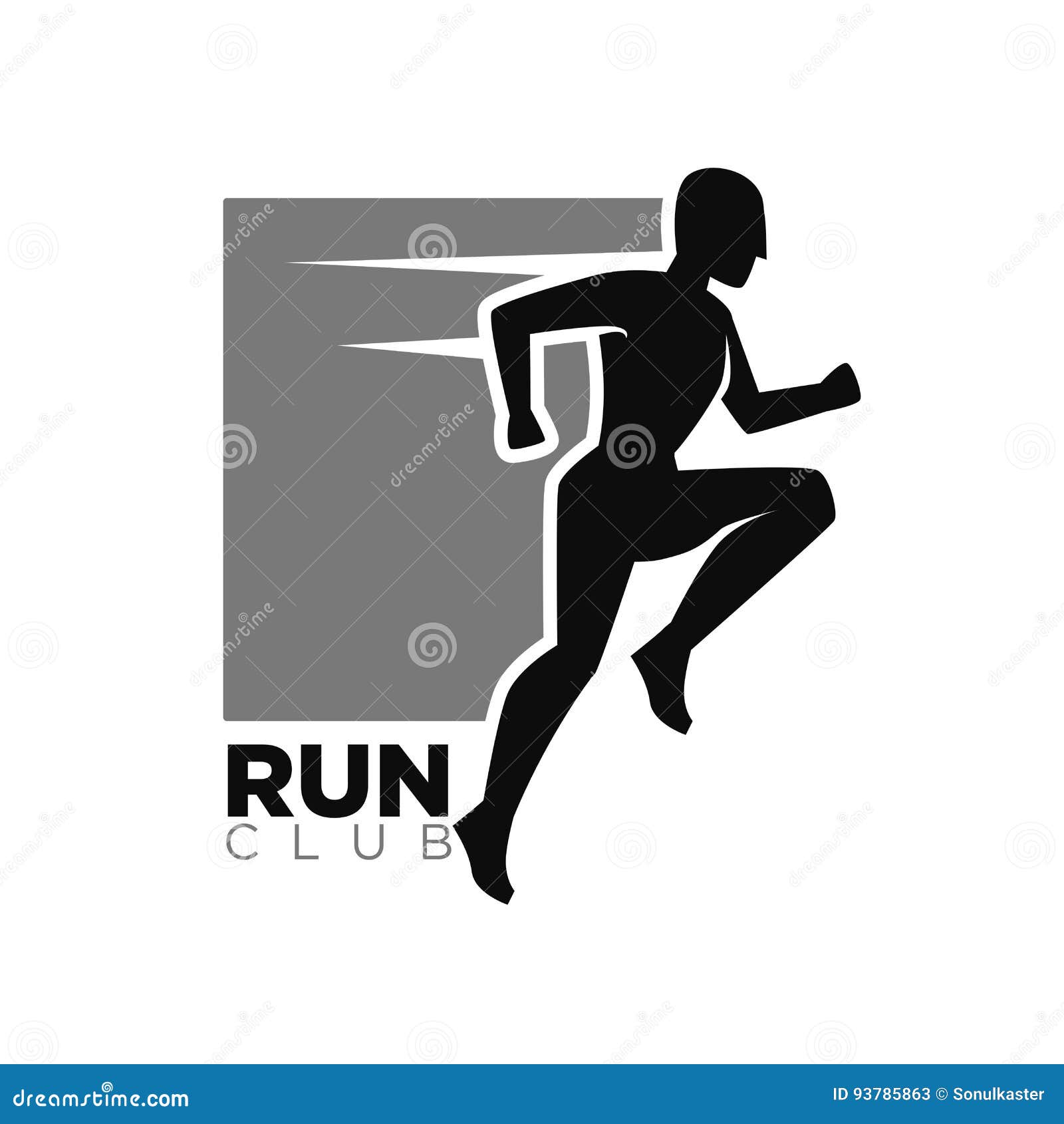 Run Club Monochrome Logotype with Human in Move Stock Vector ...