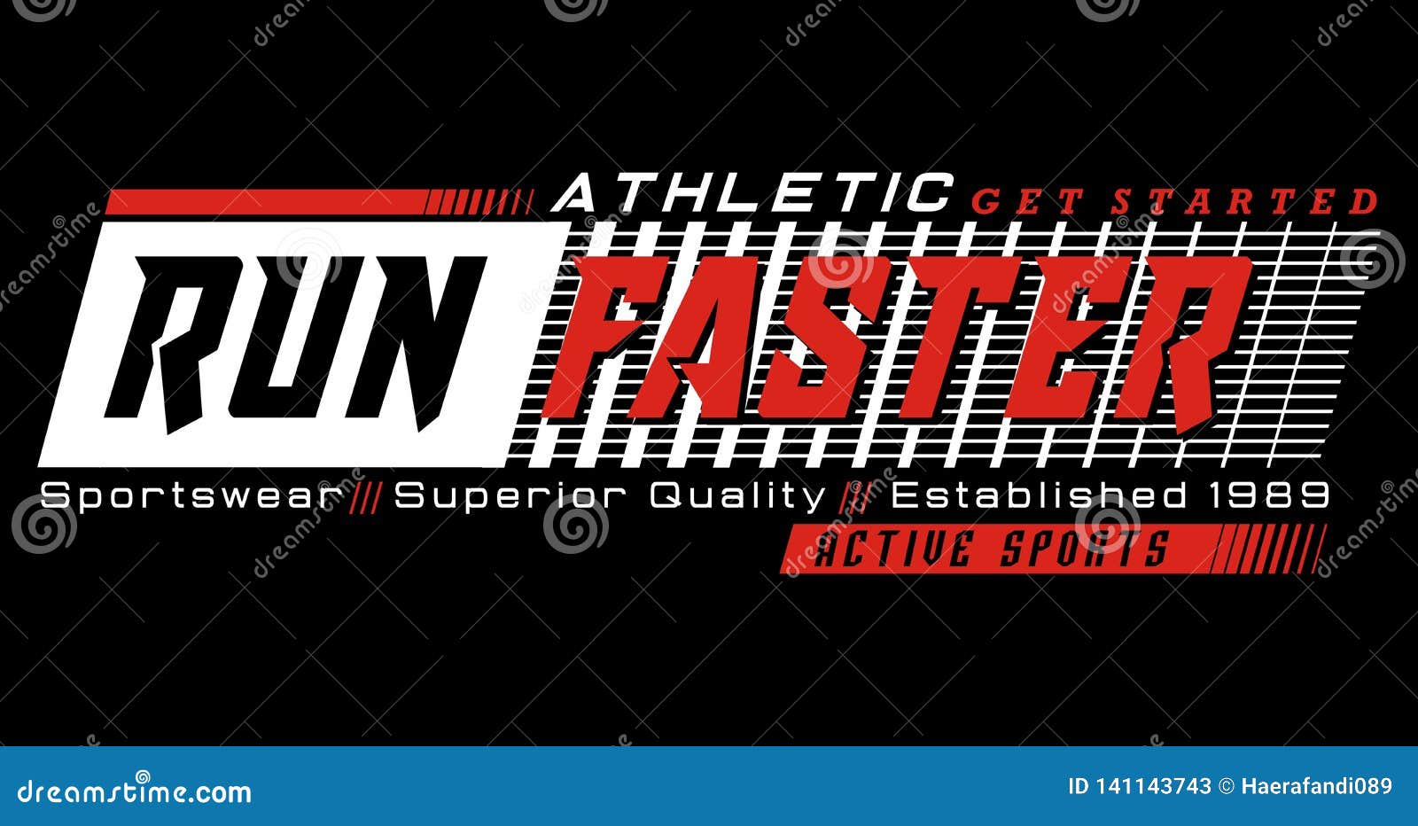Run Faster Athletic Typography Design with a Background of Black Color.  Vector Image Illustrator Stock Vector - Illustration of fashion, color:  141143743