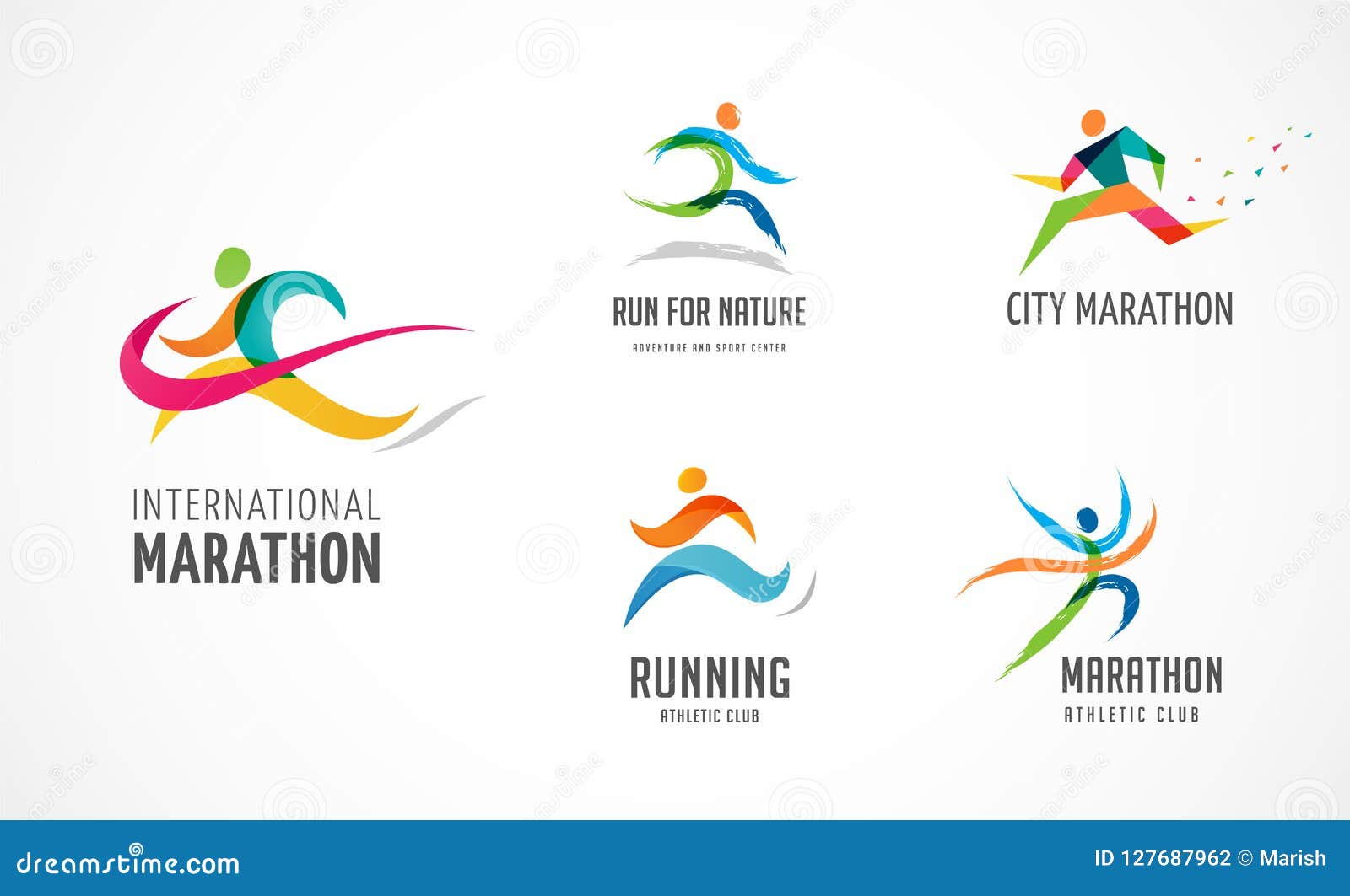 run icon, , running marathon poster and logo collection