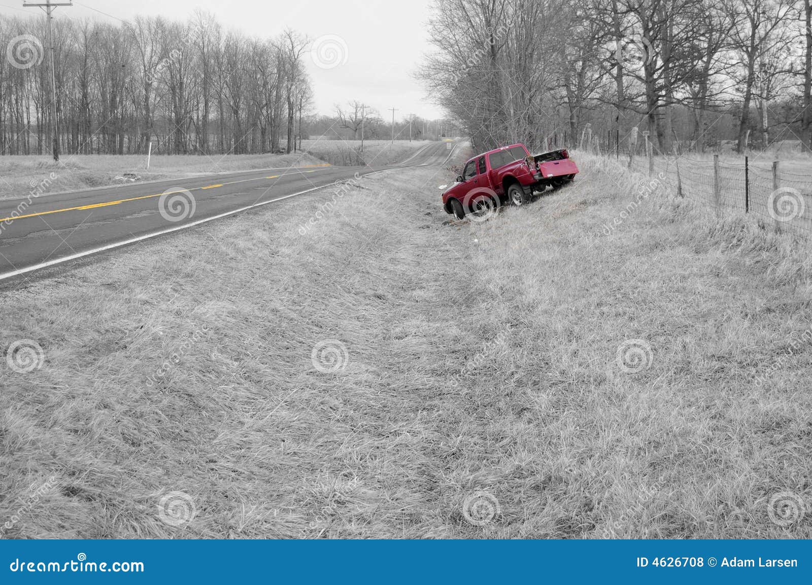 Run Off Road Truck Crash stock photo. Image of wrecked 4626708