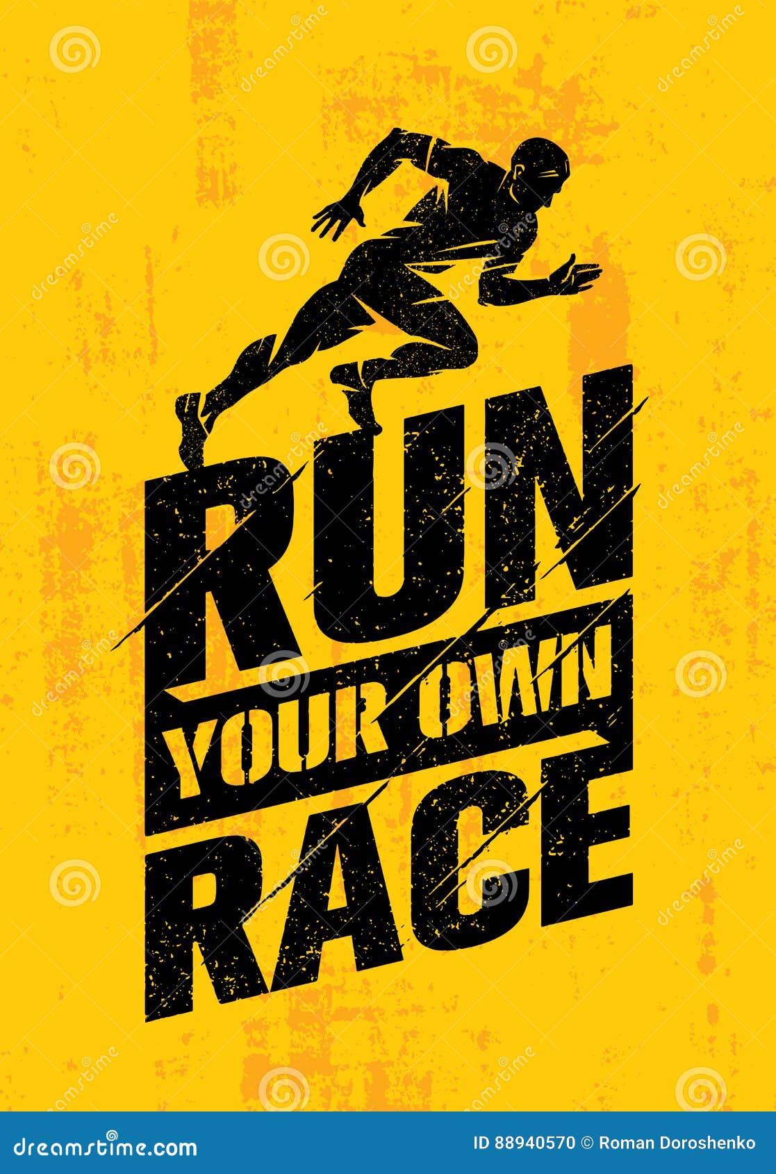 Run Your Own Race Inspiring Active Sport Creative Motivation Quote
