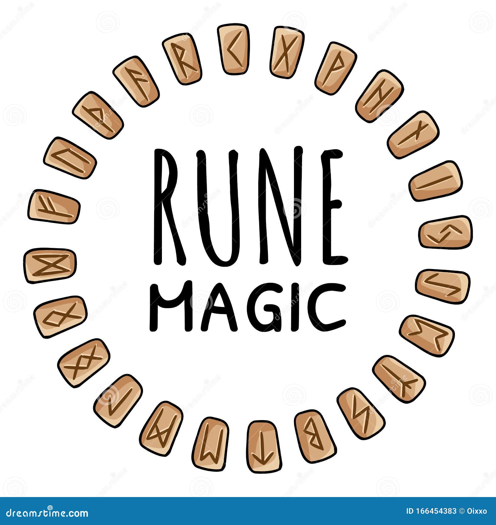 Rune Magic. Runic Wreath of Celtic Symbols. Set of Wooden Runes in a Circle  Composition. Collection of Hand Drawn Doodles of Stock Vector -  Illustration of celtic, ceremonial: 166454383