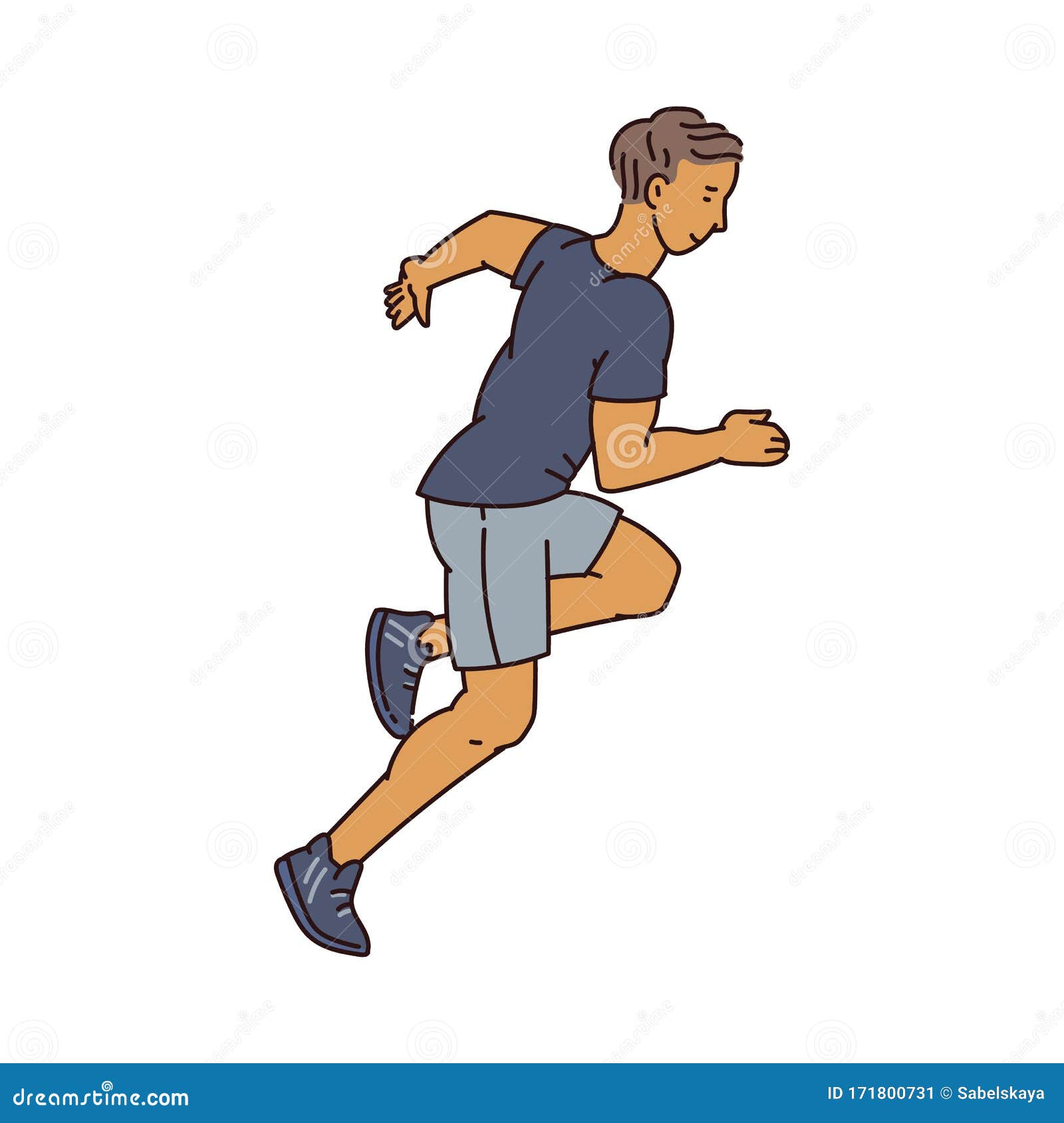 Runner Athlete Male Character Vector Illustration in Sketch Style ...