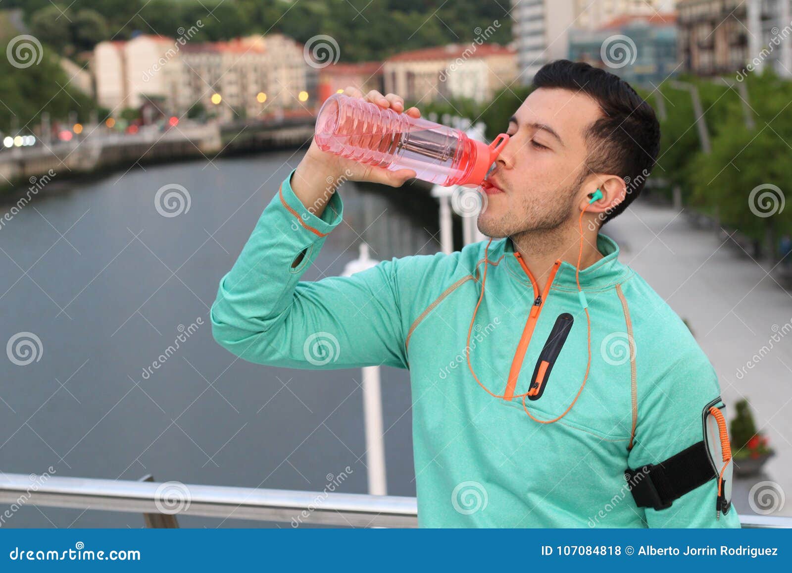 Runner Drinking a Sports Drink Stock Image Stock Photo Image of