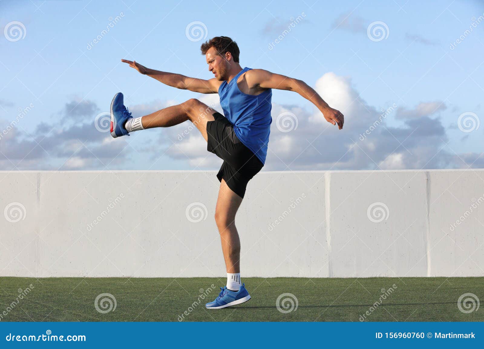 Standing Glutes Leg Stretch Fitness Woman Workout Stock Photo