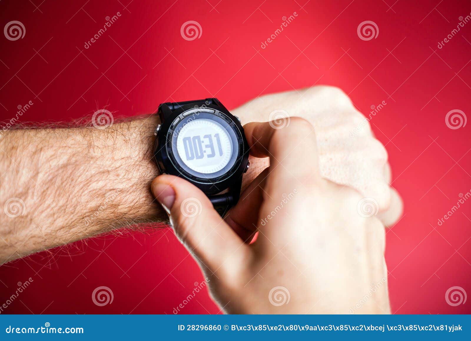 Runner Ready To Run with Sport Watch Stock Photo Image of heartbeat