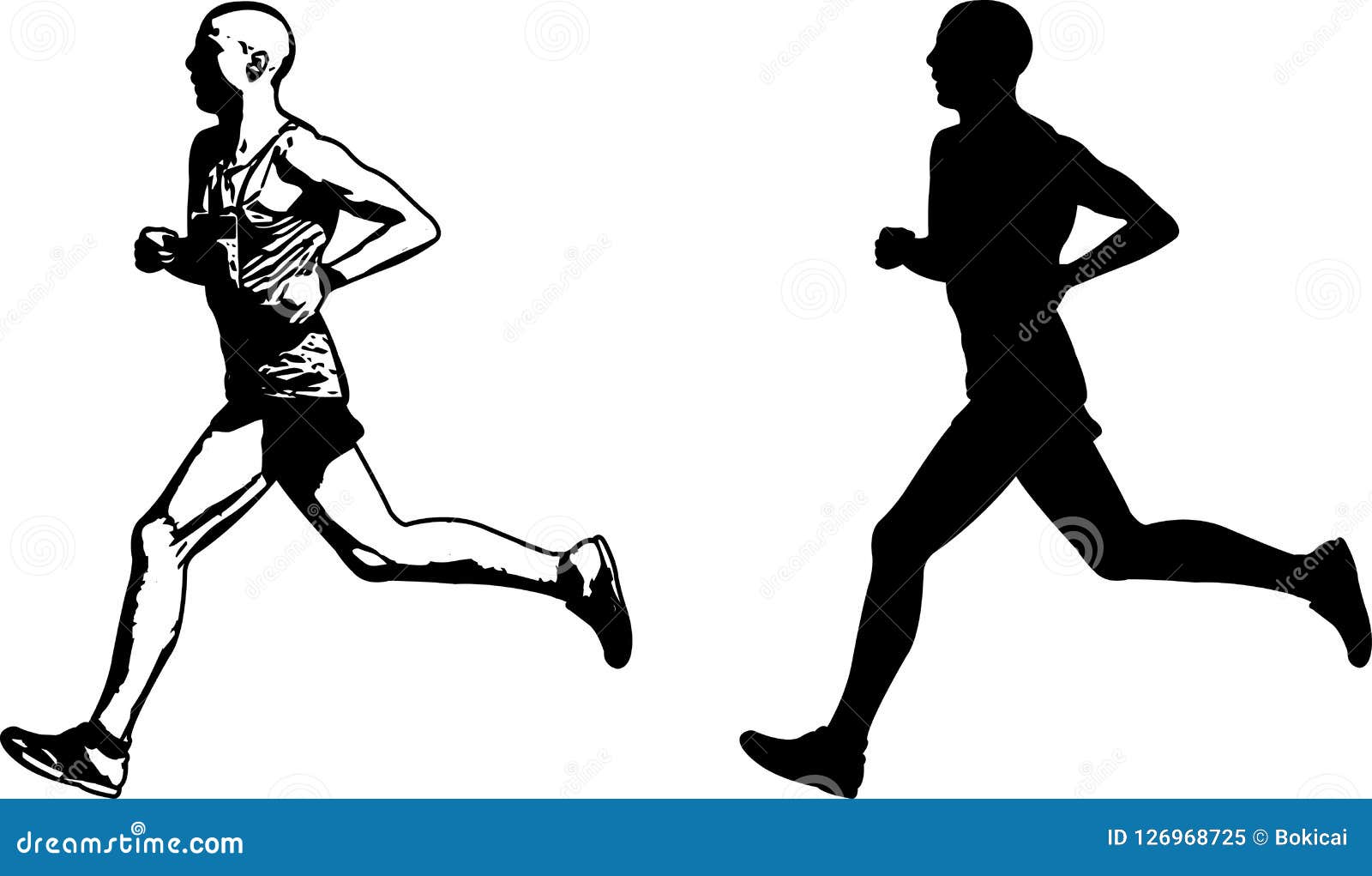 Silhouette of running athletes sketch drawing of running player line art  illustration runner taking start for race Stock Vector  Adobe Stock
