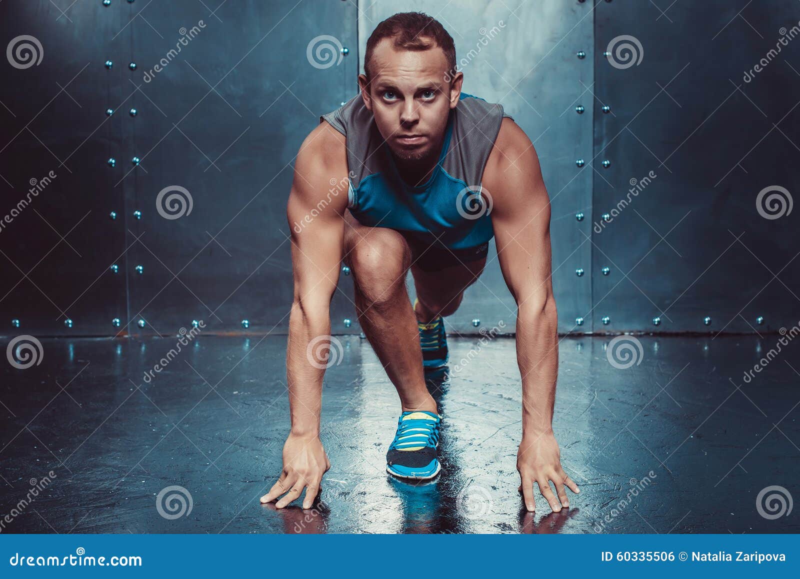 runner, sportsman muscular man in a position of readiness, sport, run