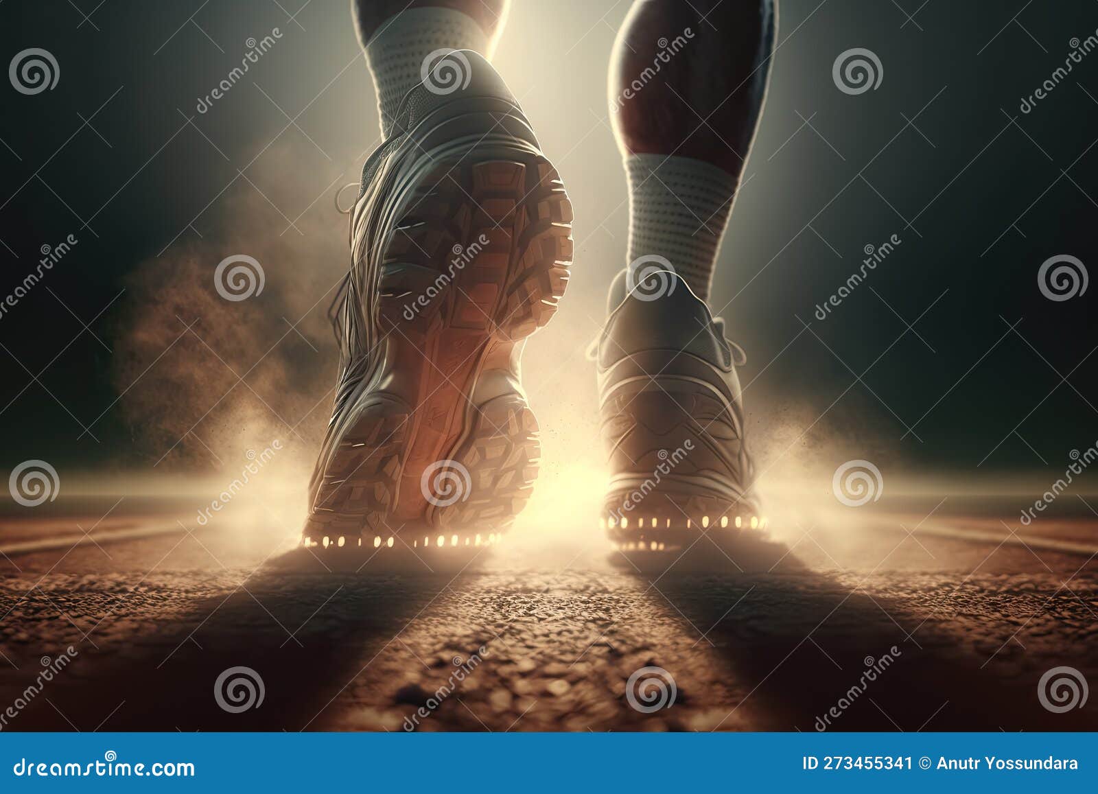 runner at the starting point is getting ready for a challenge from the beginning point.