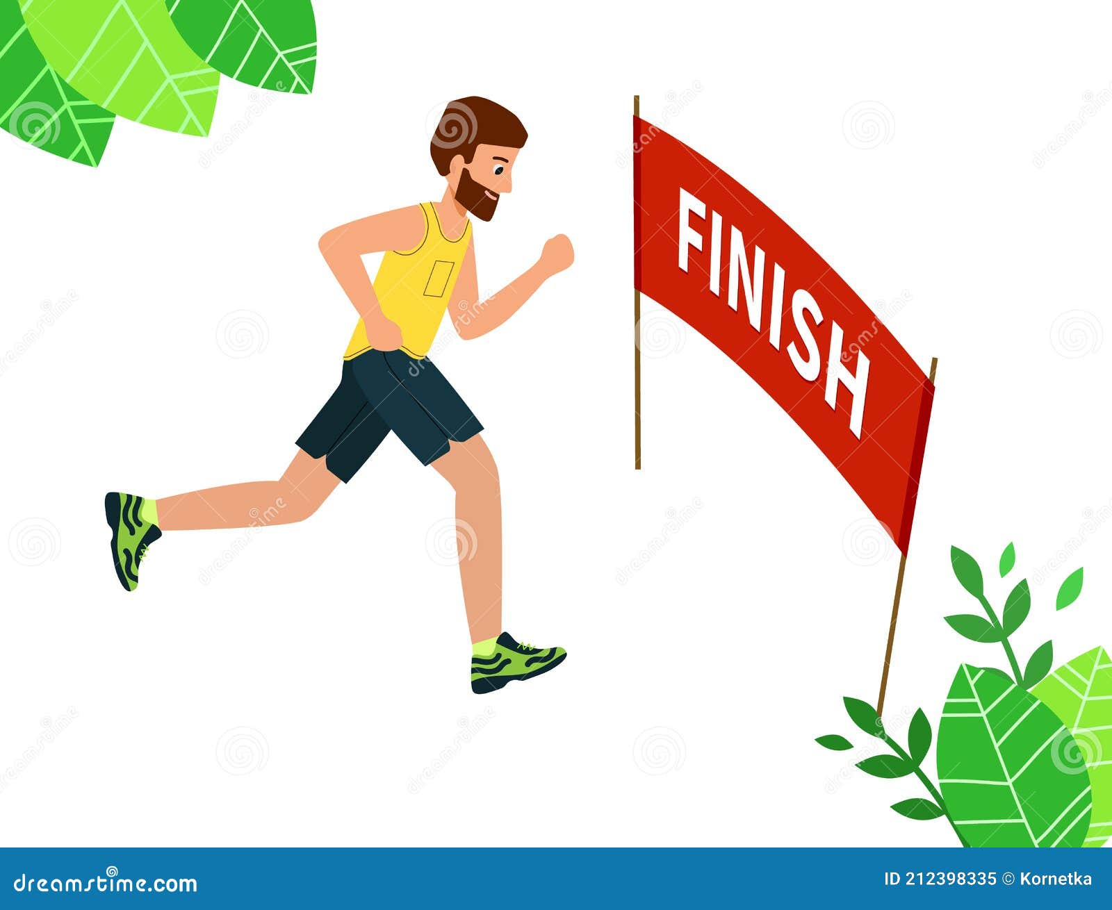 Runner Wins the Race, the Finish Line. Concept of Overcoming