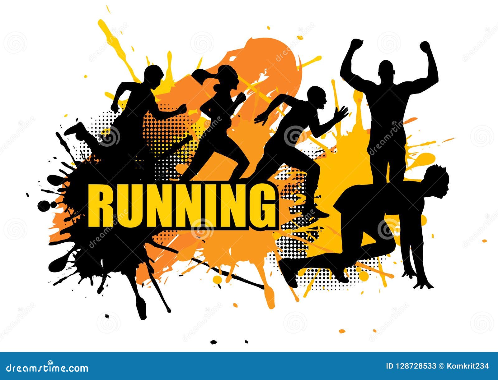 Running Act on White Background with Splatter Stock Vector ...