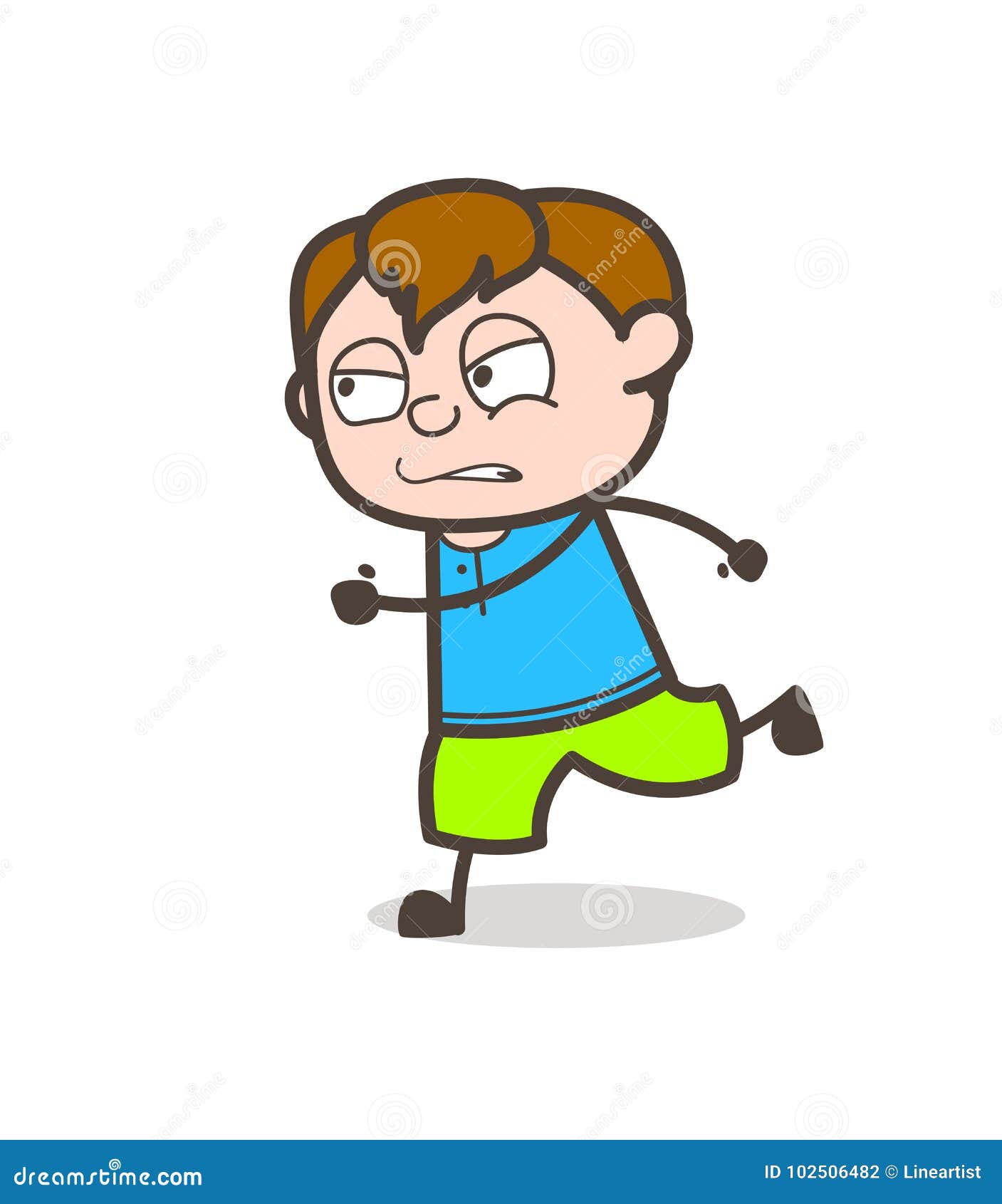 Running in Aggression - Cute Cartoon Boy Illustration Stock ...