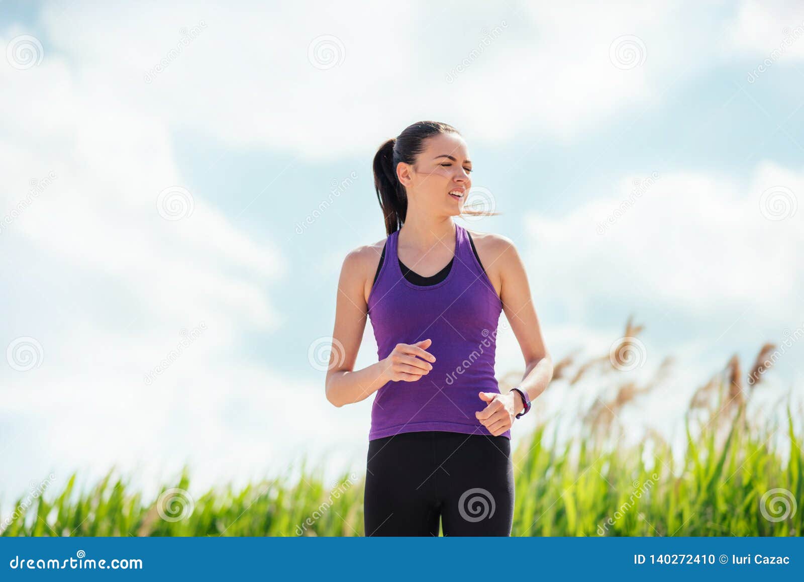 Running Beautiful Young Woman on Nature Background. Hard Workout and Stock Photo - Image of body, exercise: 140272410