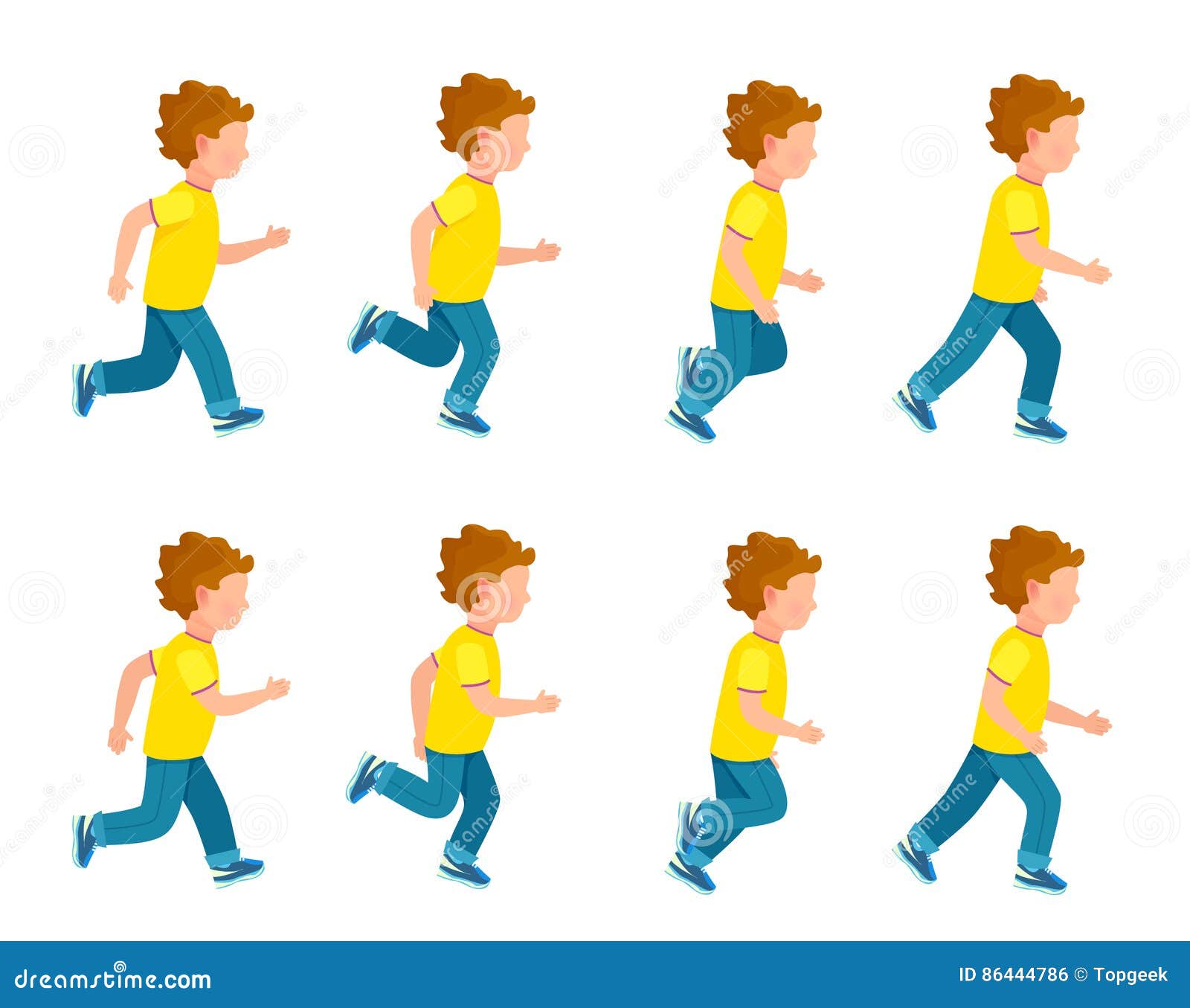 Running Boy Animation Sprite Set. 8 Frame Loop. Stock Vector - Illustration  of human, element: 86444786