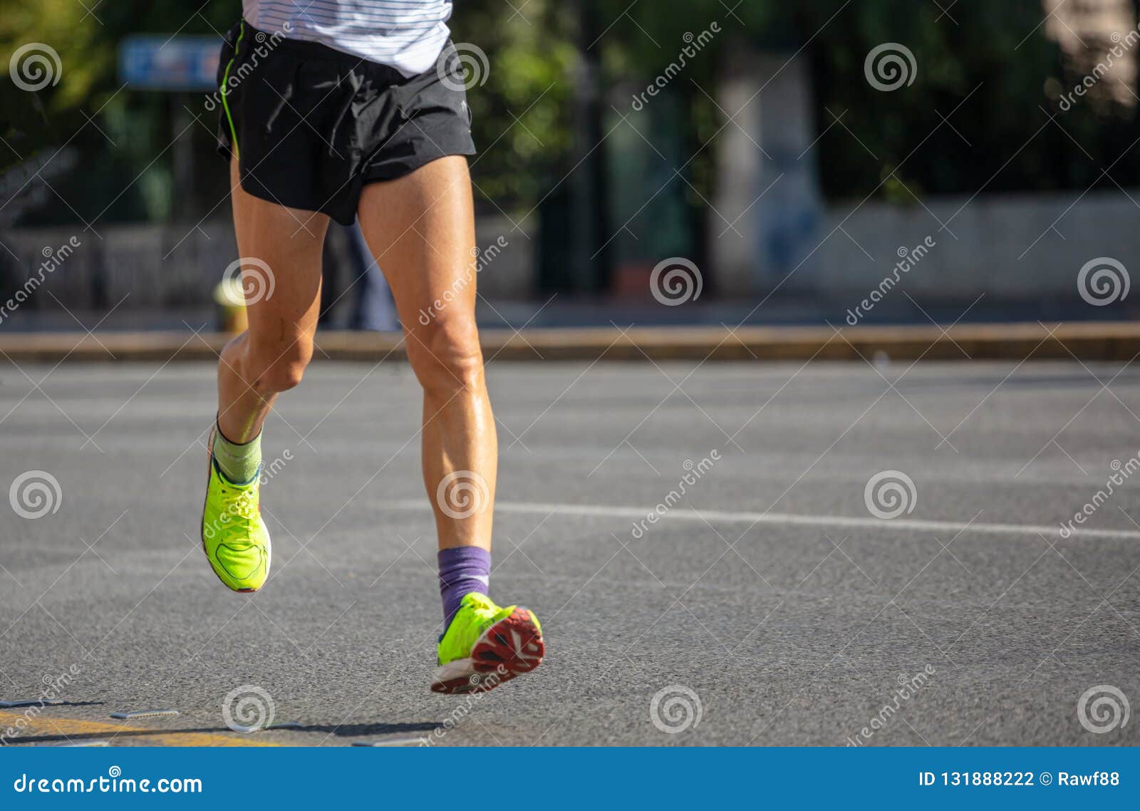 Running in the City Roads. Young Man Runner, Front View, Blur ...