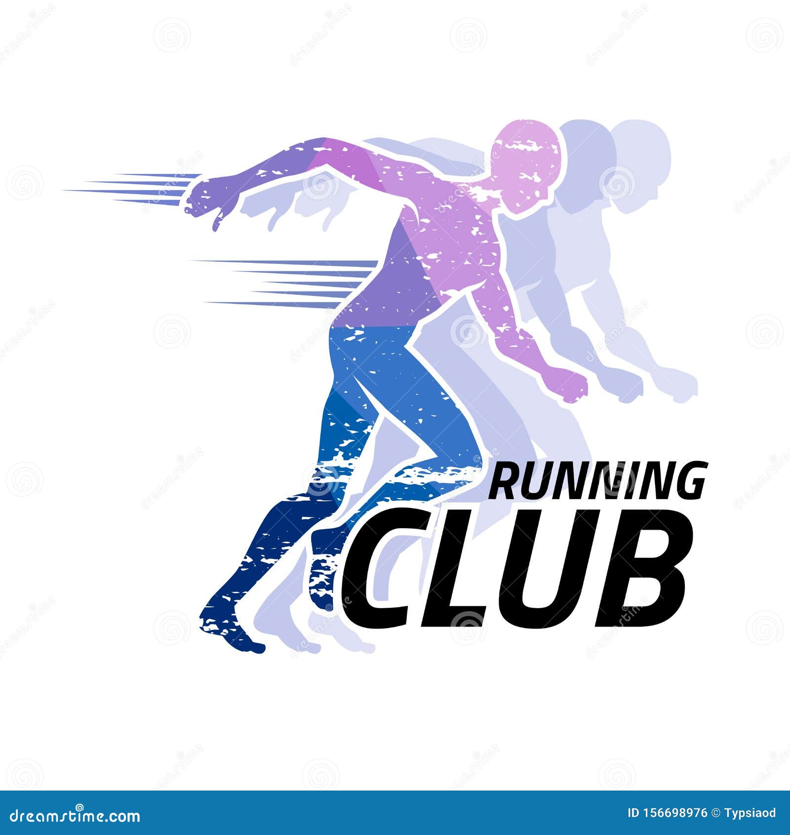 Vetor de Running Sport Club Logo Set, I Love Run Retro Hand Drawn