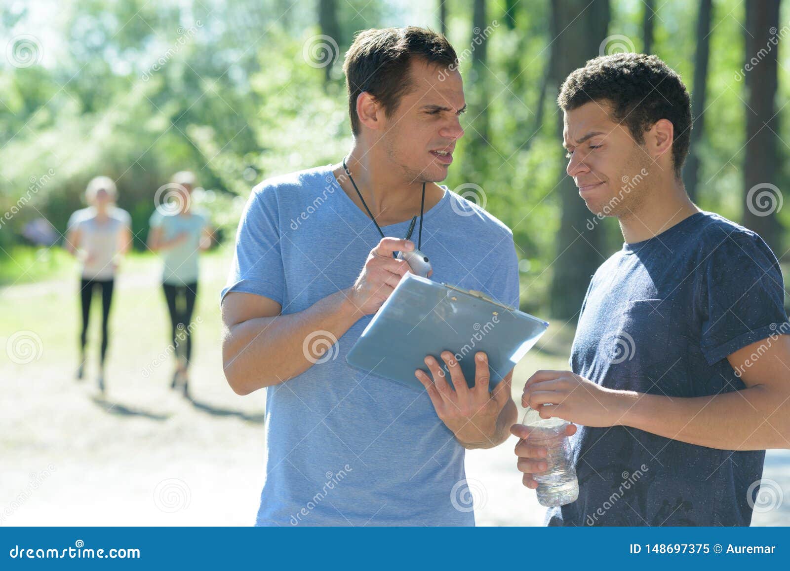 Running Coach Talking To Athlete Stock Image - Image of runner, exercise:  148697375