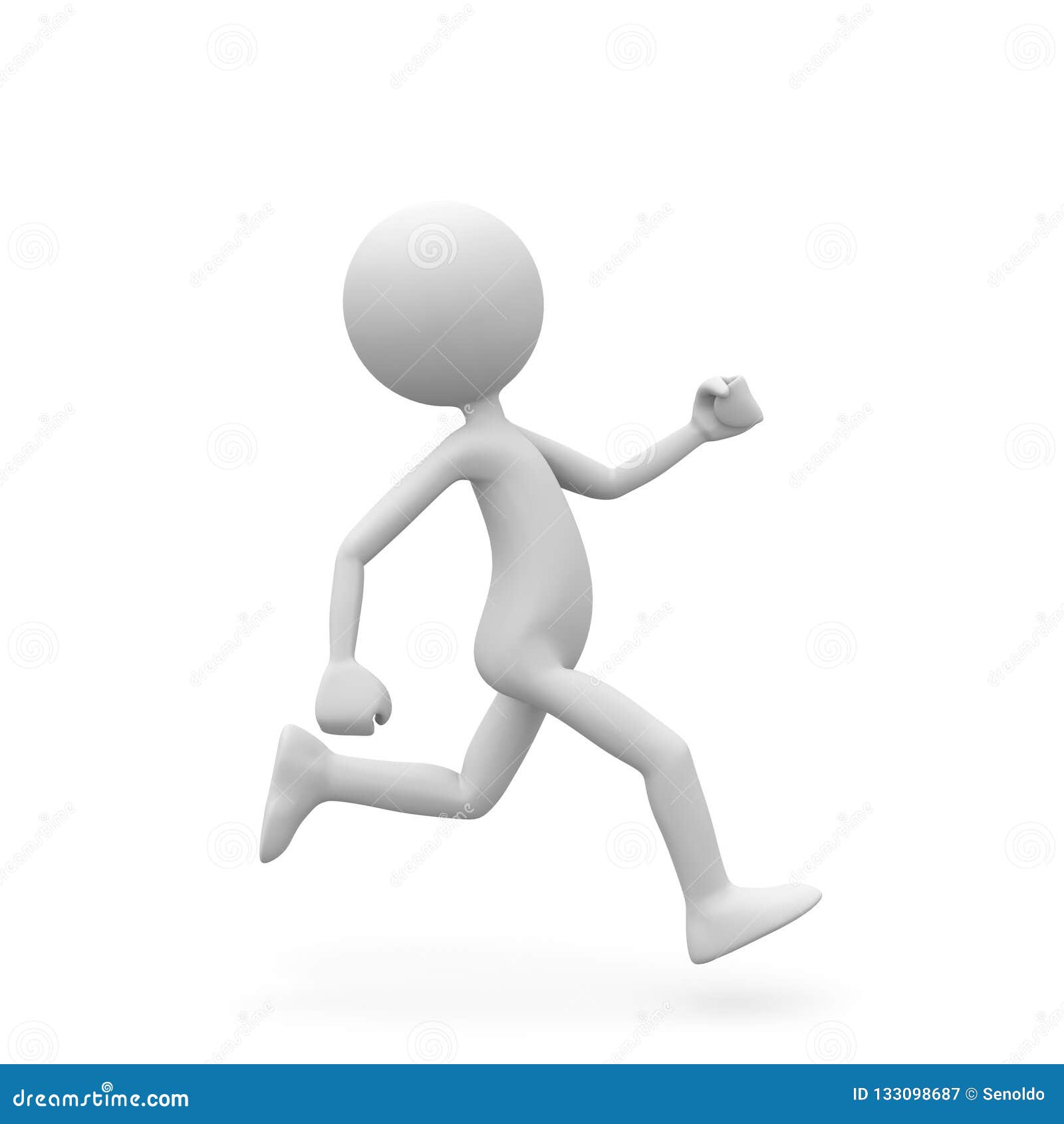 Running 3D Cartoon Character on White Background Stock Illustration -  Illustration of movement, runner: 133098687