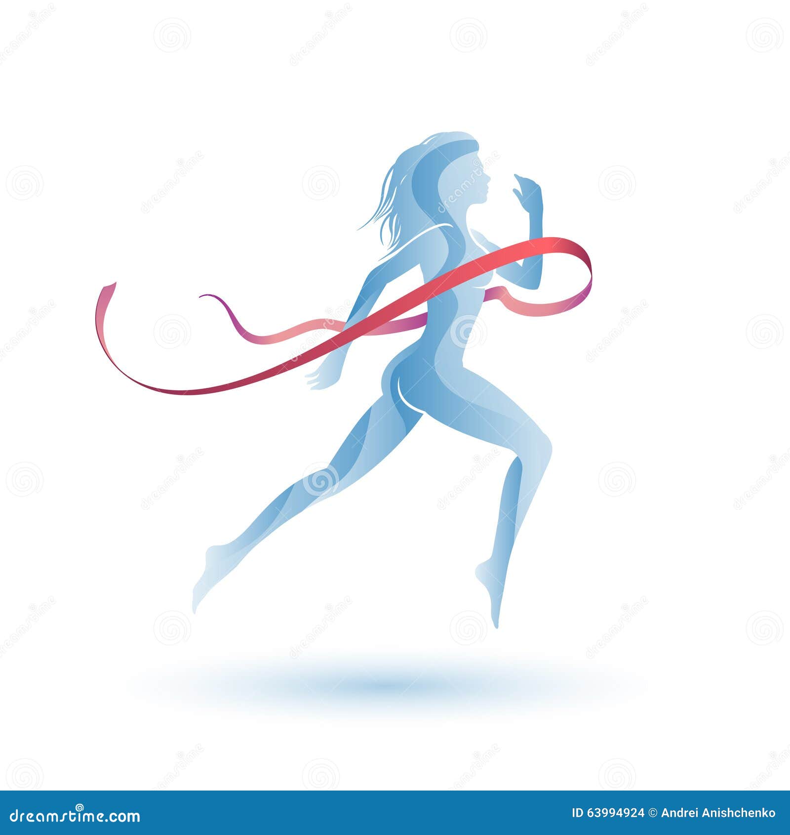 Running girl with ribbon stock vector. Illustration of energy 63994924