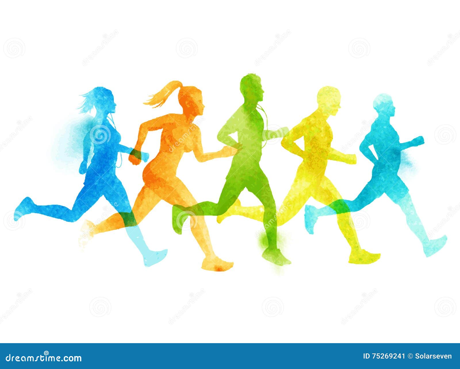 a running group of active people