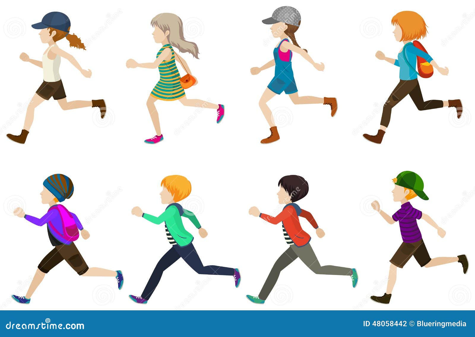 Running kids stock vector. Image of lifestyle, jeans - 48058442